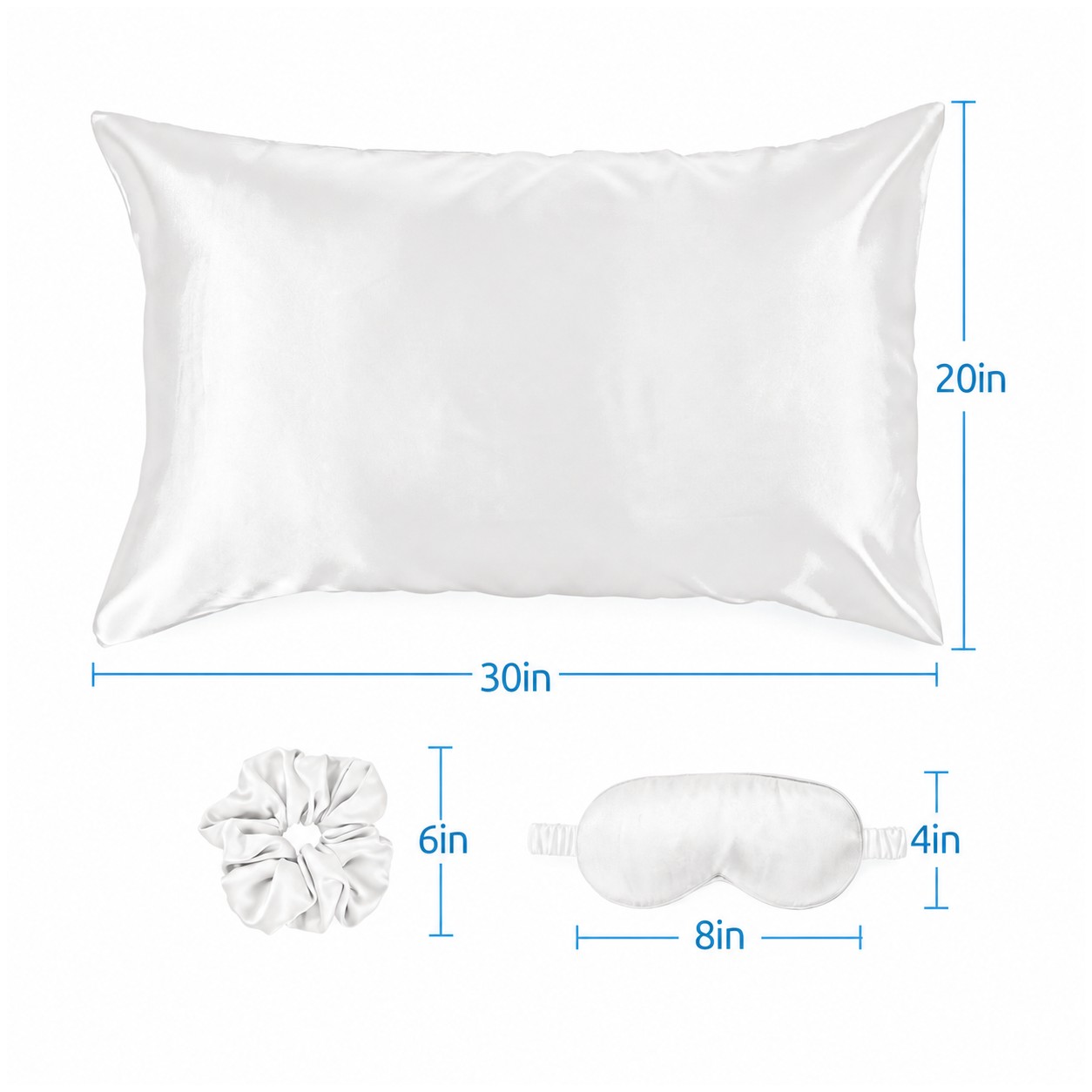 Satin Sleep Set With Pillowcase — White