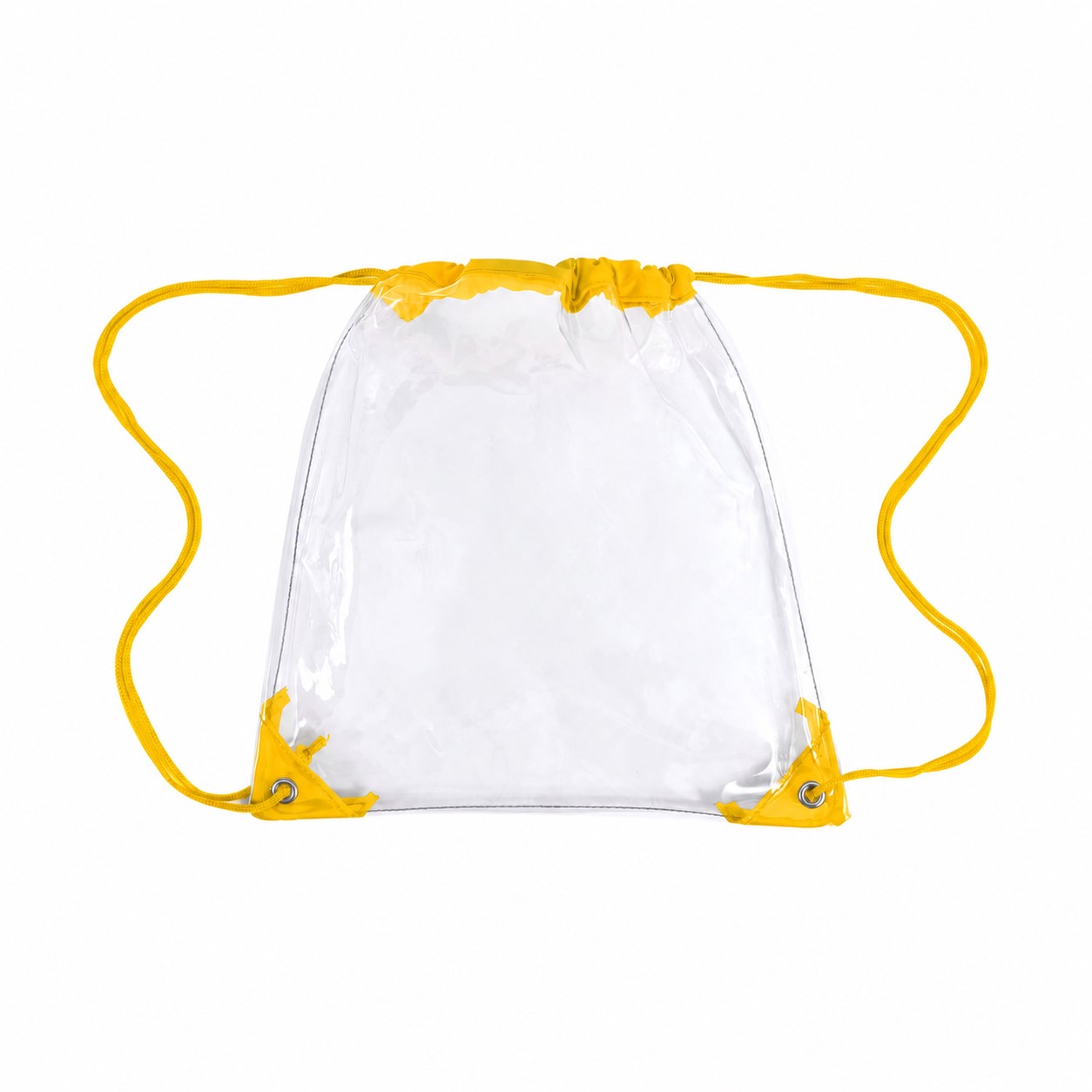 PVC And 210D Polyester Clear Drawstring Bag — Yellow
