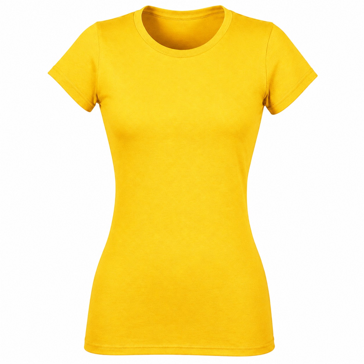 Fitted Ladies Cotton Crewneck Tee — Yellow