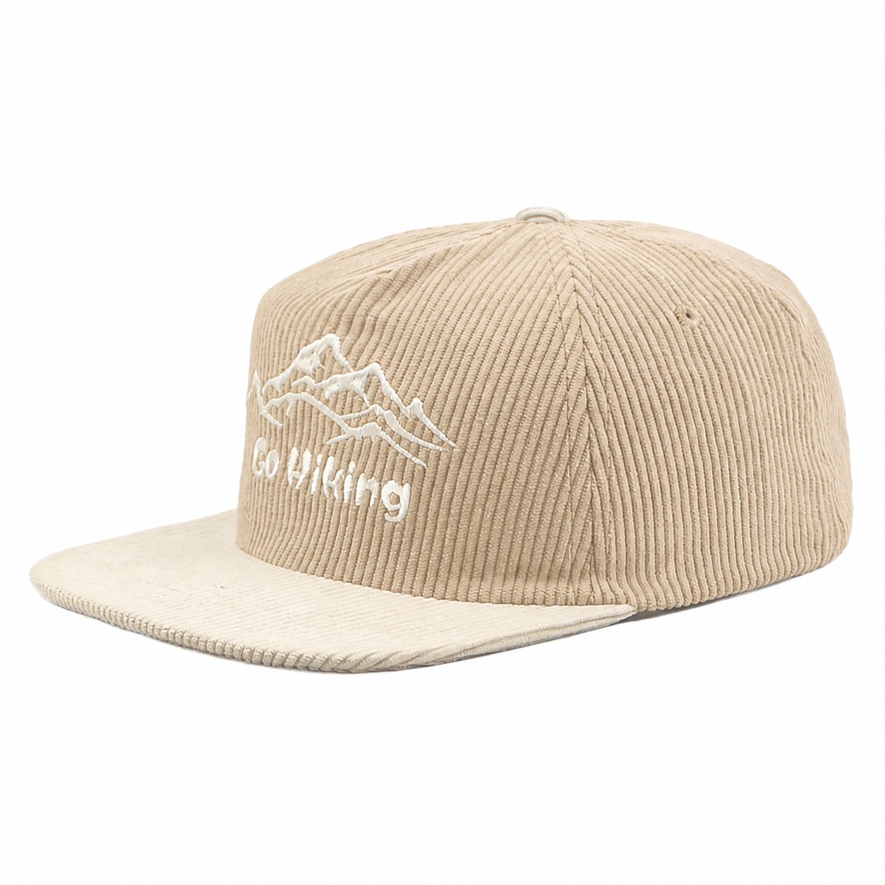 Corduroy Flat Brim Cap — Beige
