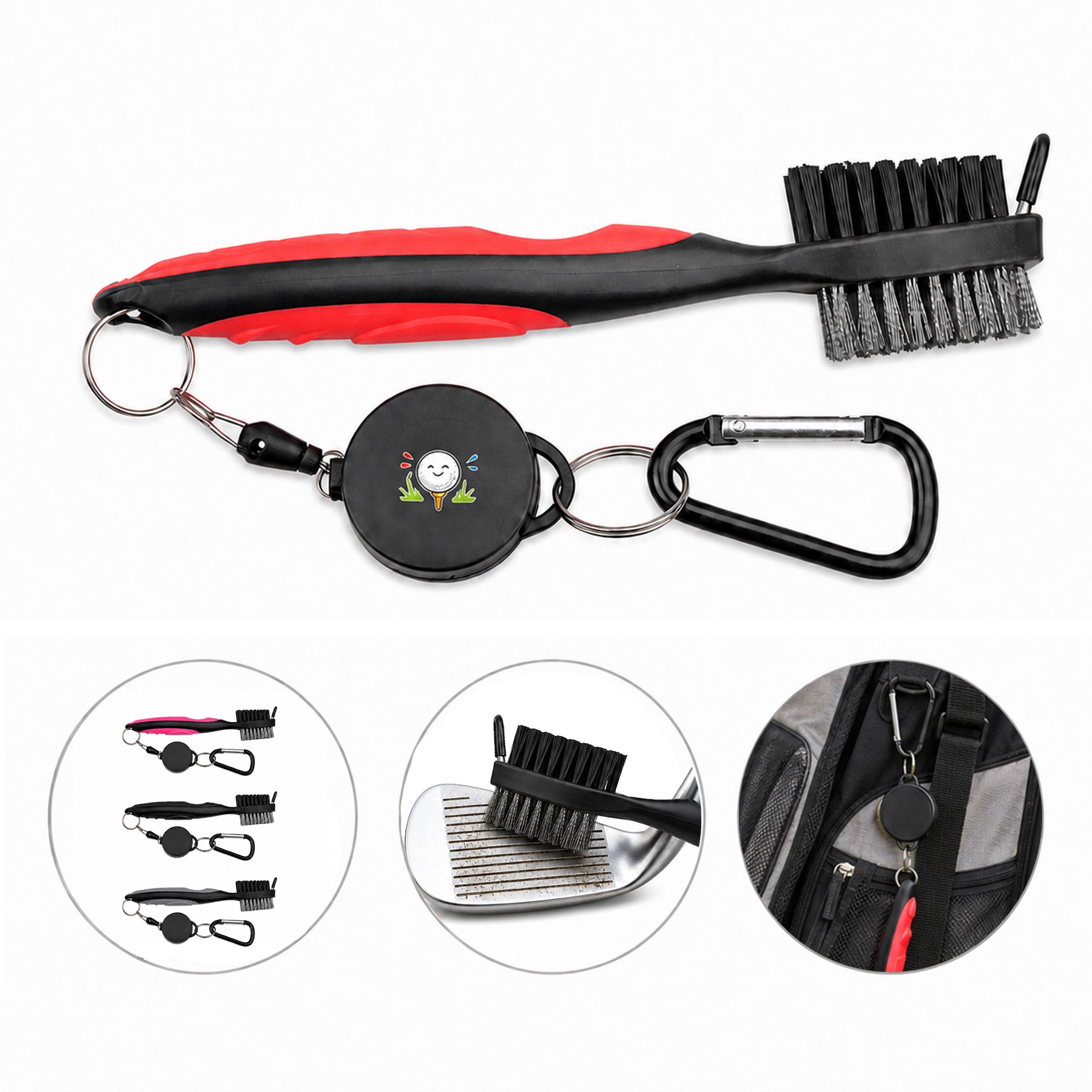 Golf Club Brush With Retractable Cord