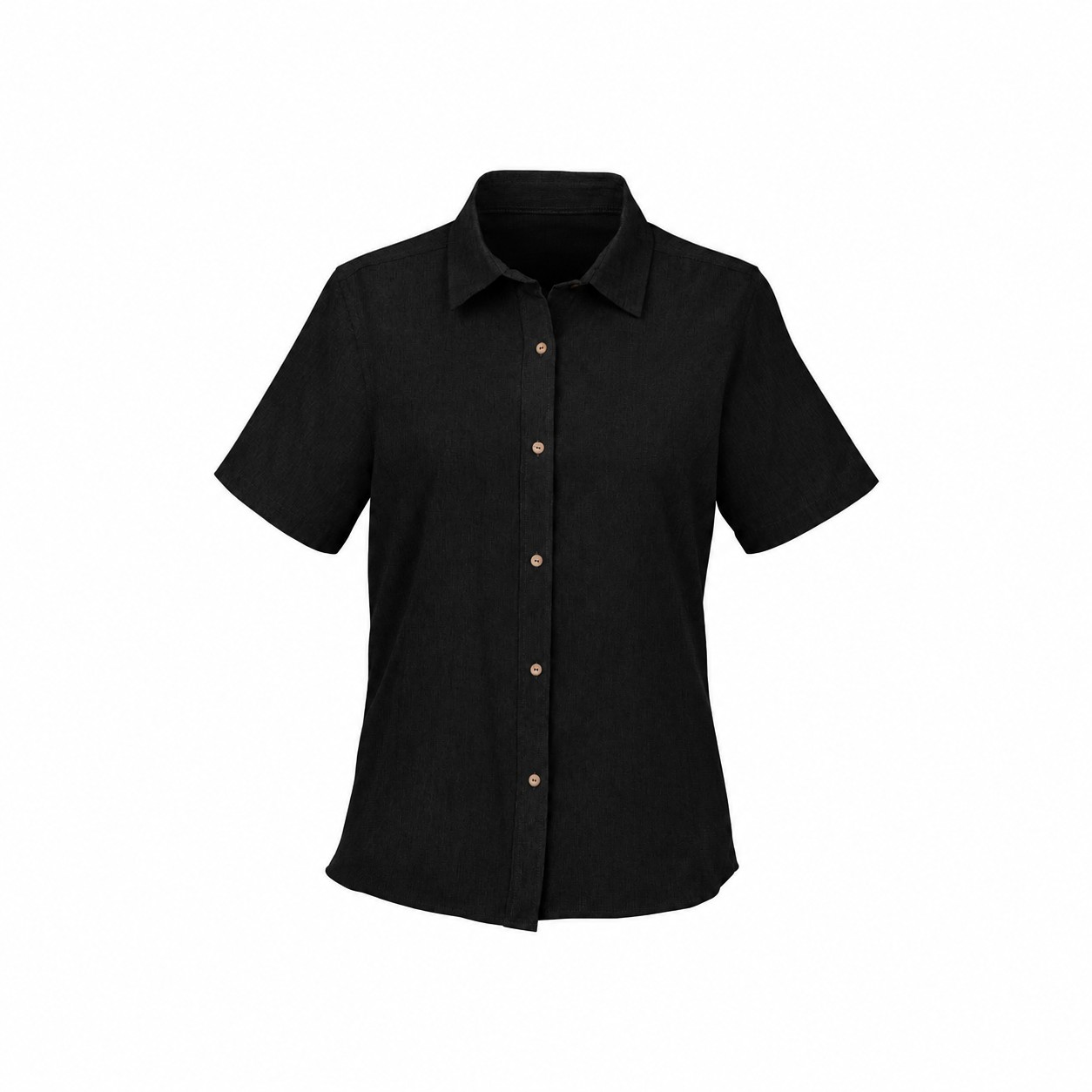 Collared Cotton Workwear Shirt — Black