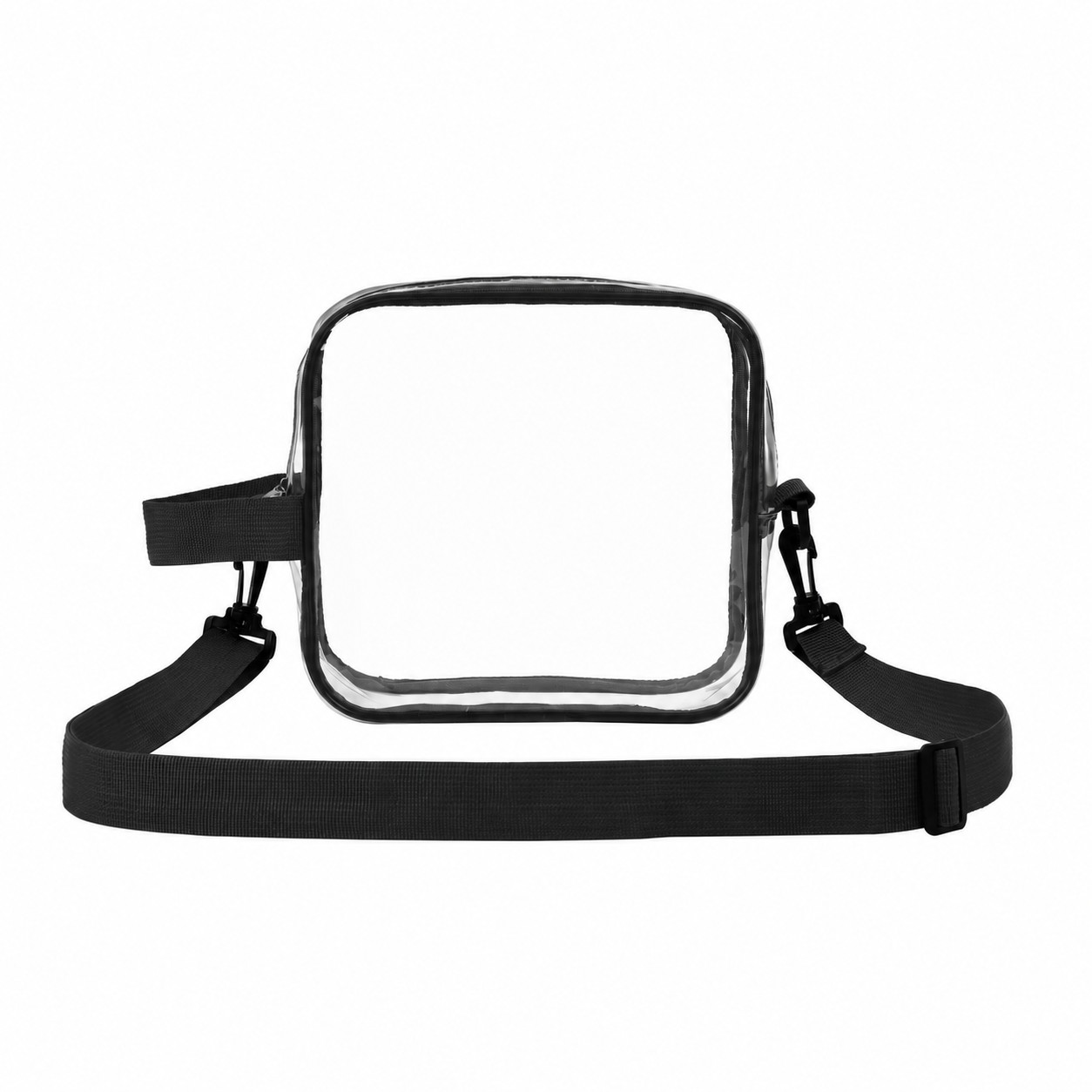 8.5-Inch PVC Crossbody Sling Bag — Clear White/Black