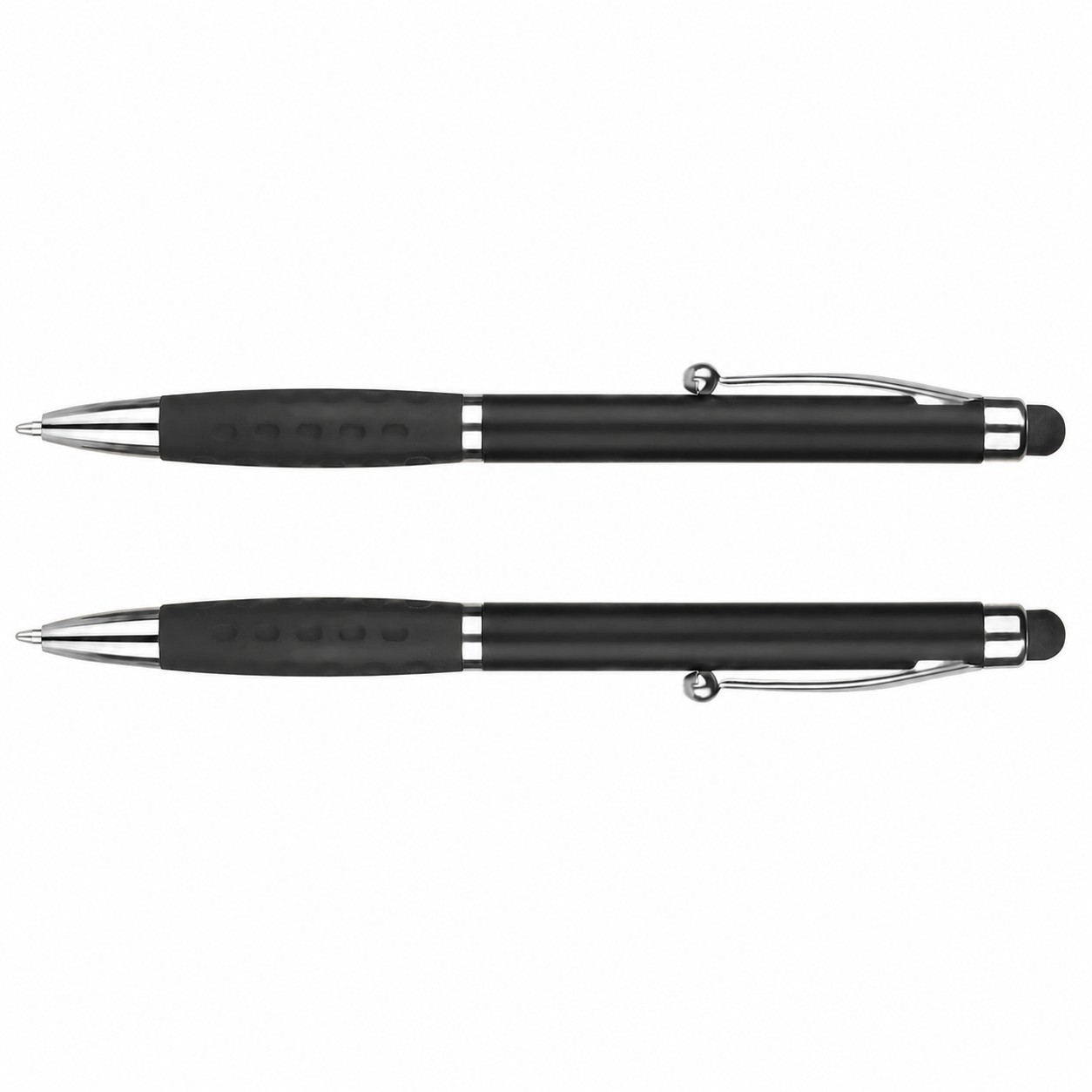 Plastic Grip Stylus Twist Pen — Black