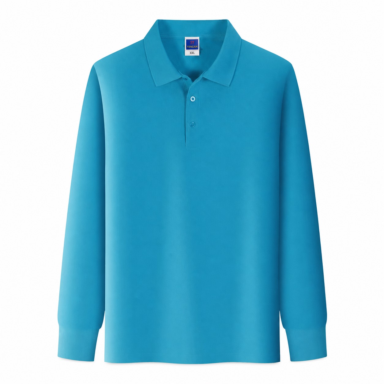 Cotton Anti Roll Collar Long Sleeve Polo — view 2