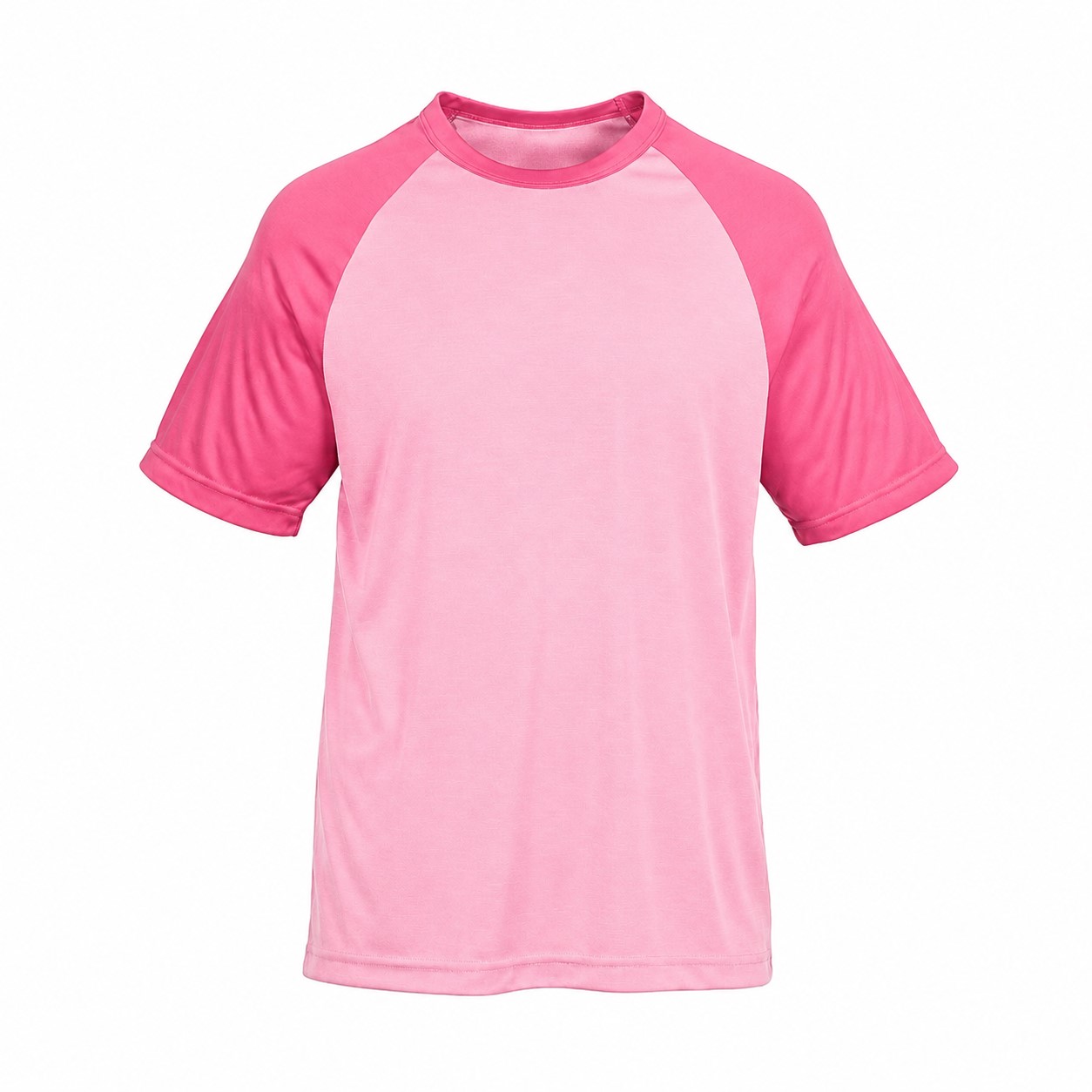 Colorblock Polyester Raglan Shirt — Pink