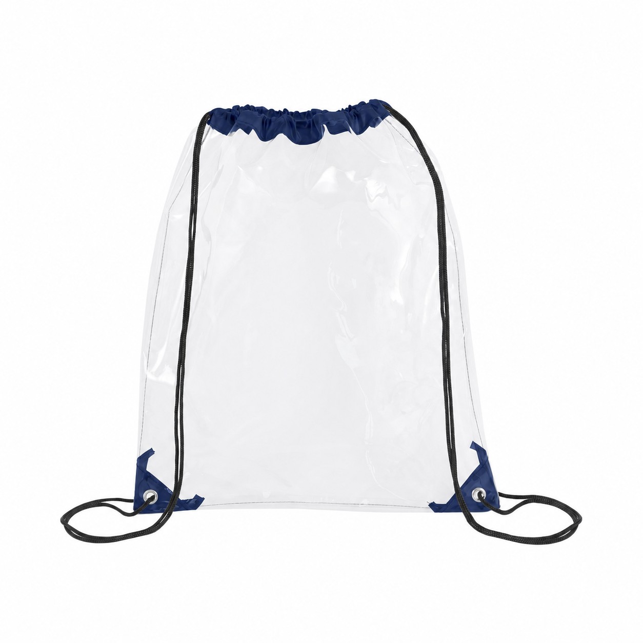 Metal Grommets PVC Drawstring Bag — Navy Blue