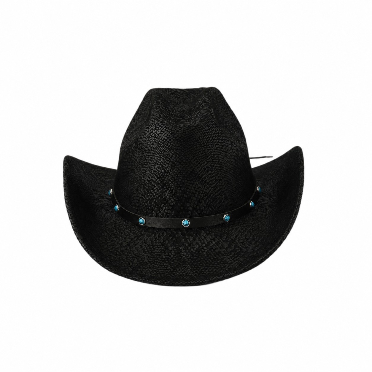Cracked Snakeskin Western Cowboy Hat — Black