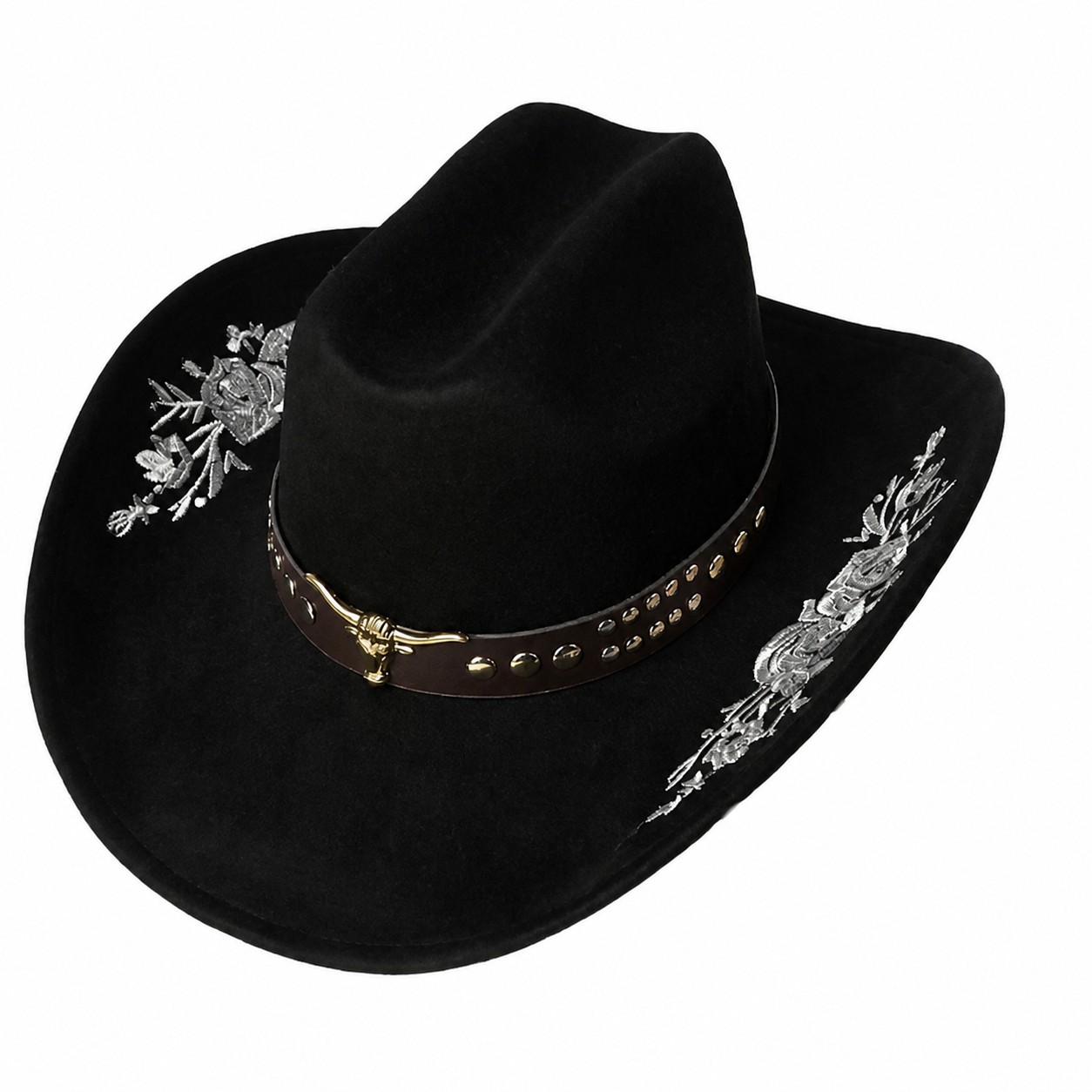 Polyester Western Cowboy Hat — Black