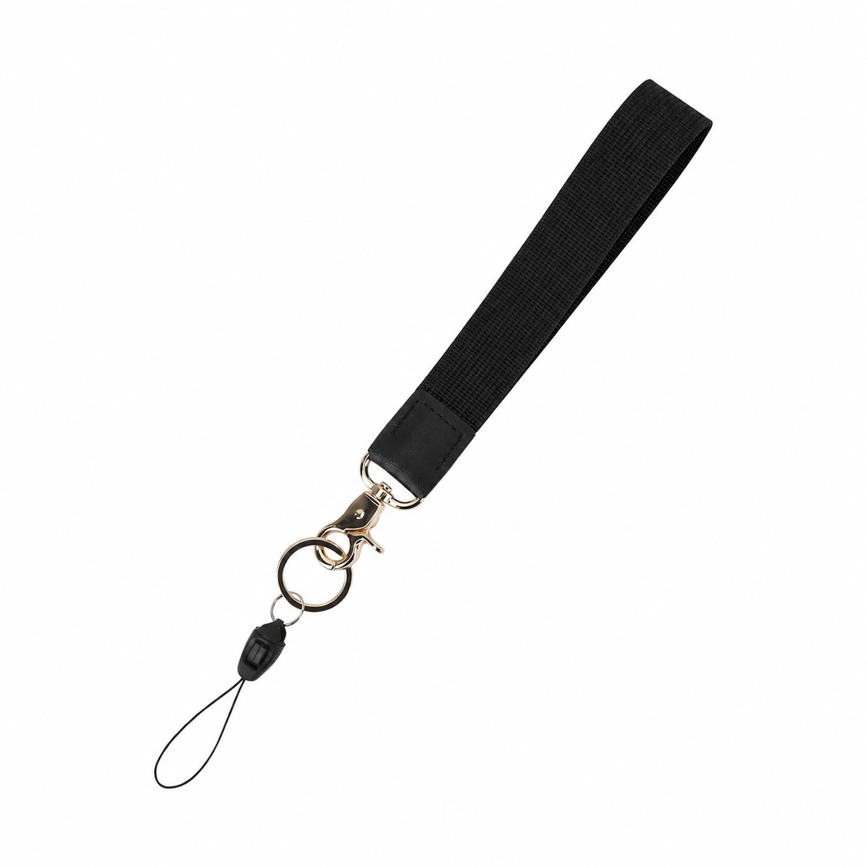 Polyester Wristlet Keychain Lanyard — Black