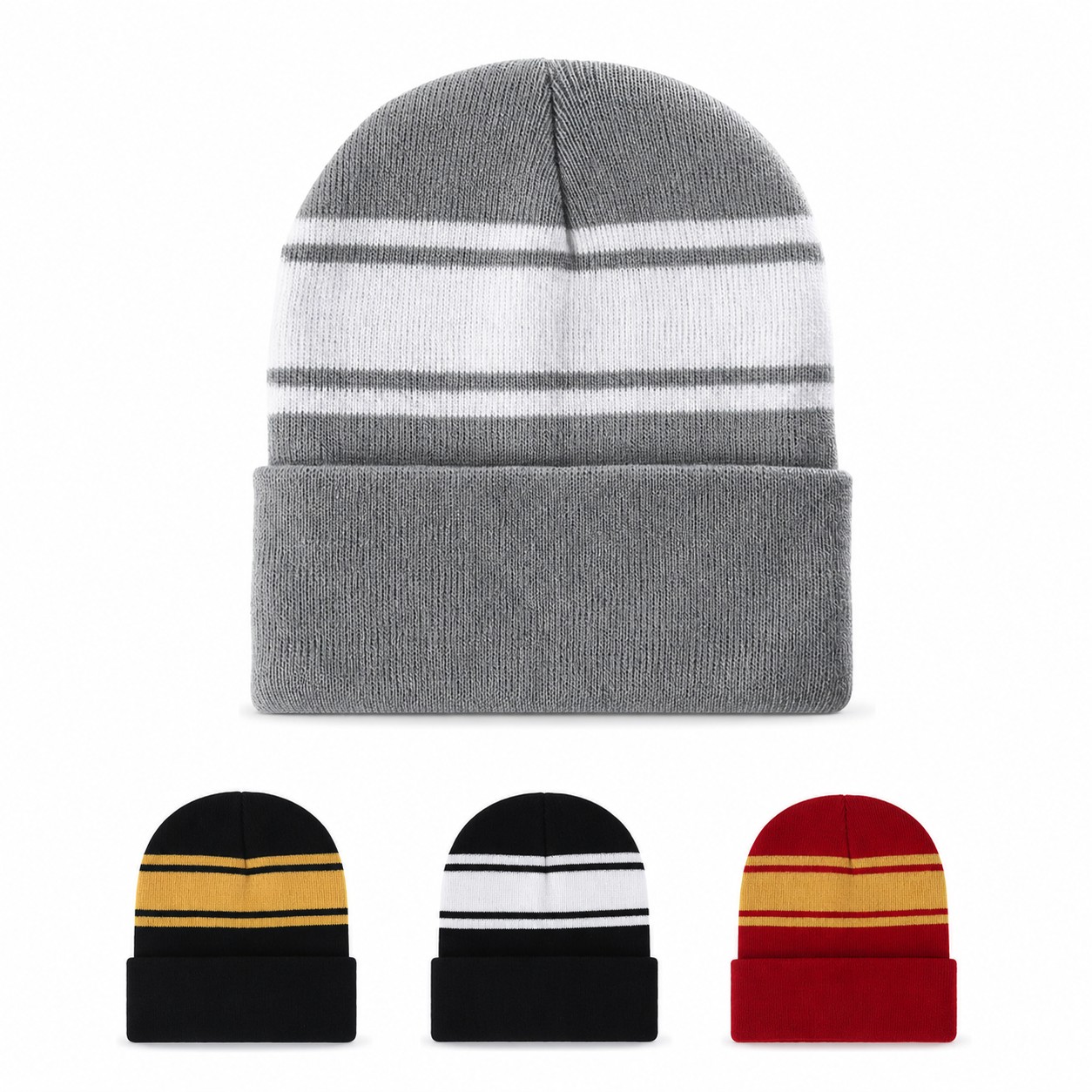 Polyester Striped Watch Beanie