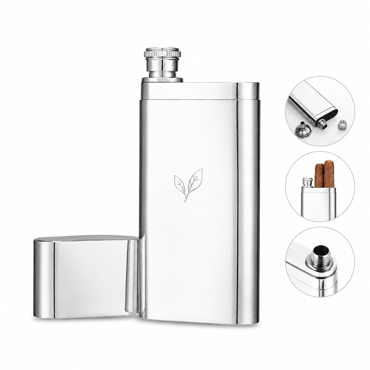 Dual Purpose Stainless Steel Cigar Flask