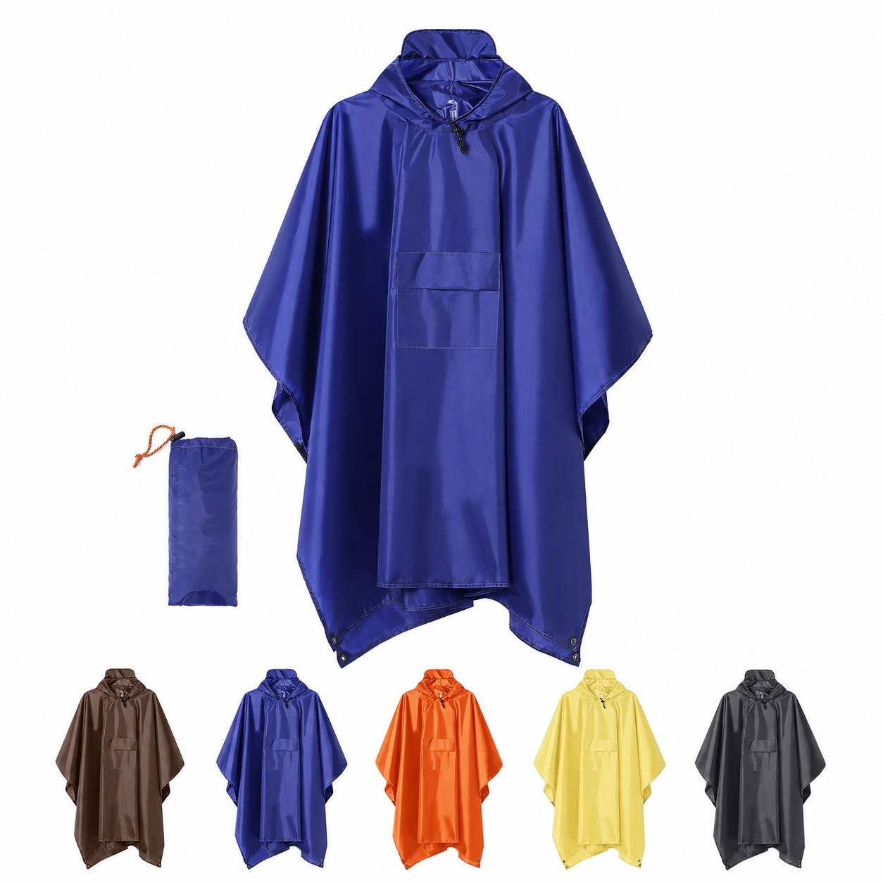 Hooded PVC Rain Poncho With Pocket