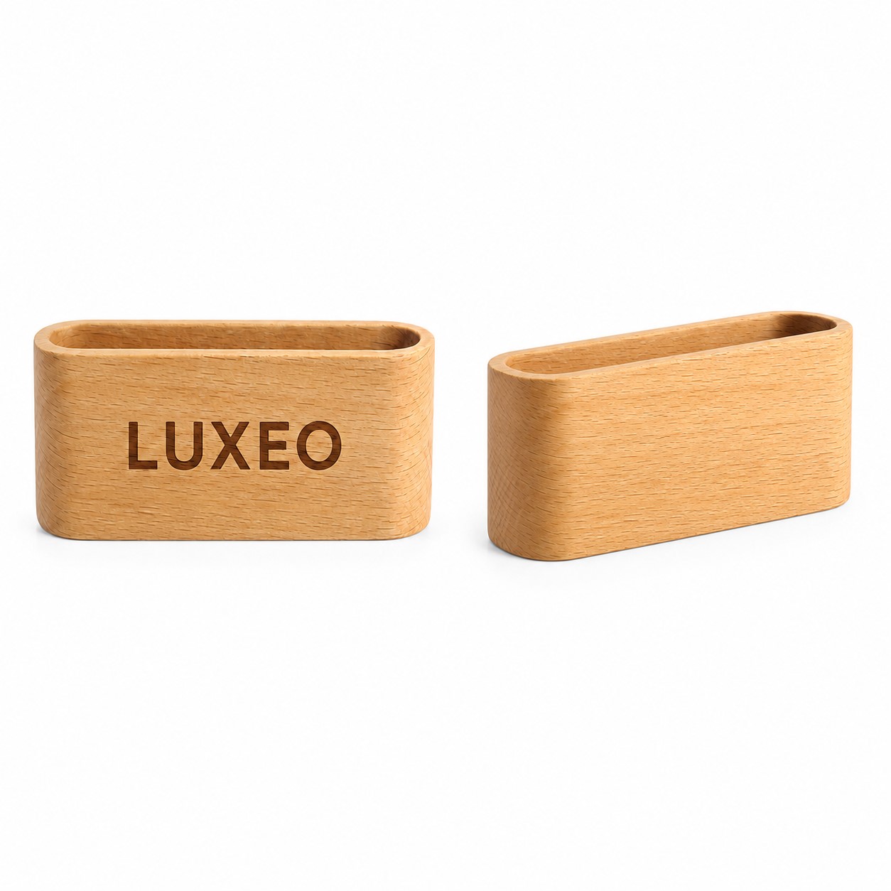 Smooth Wood Desktop Business Card Holder