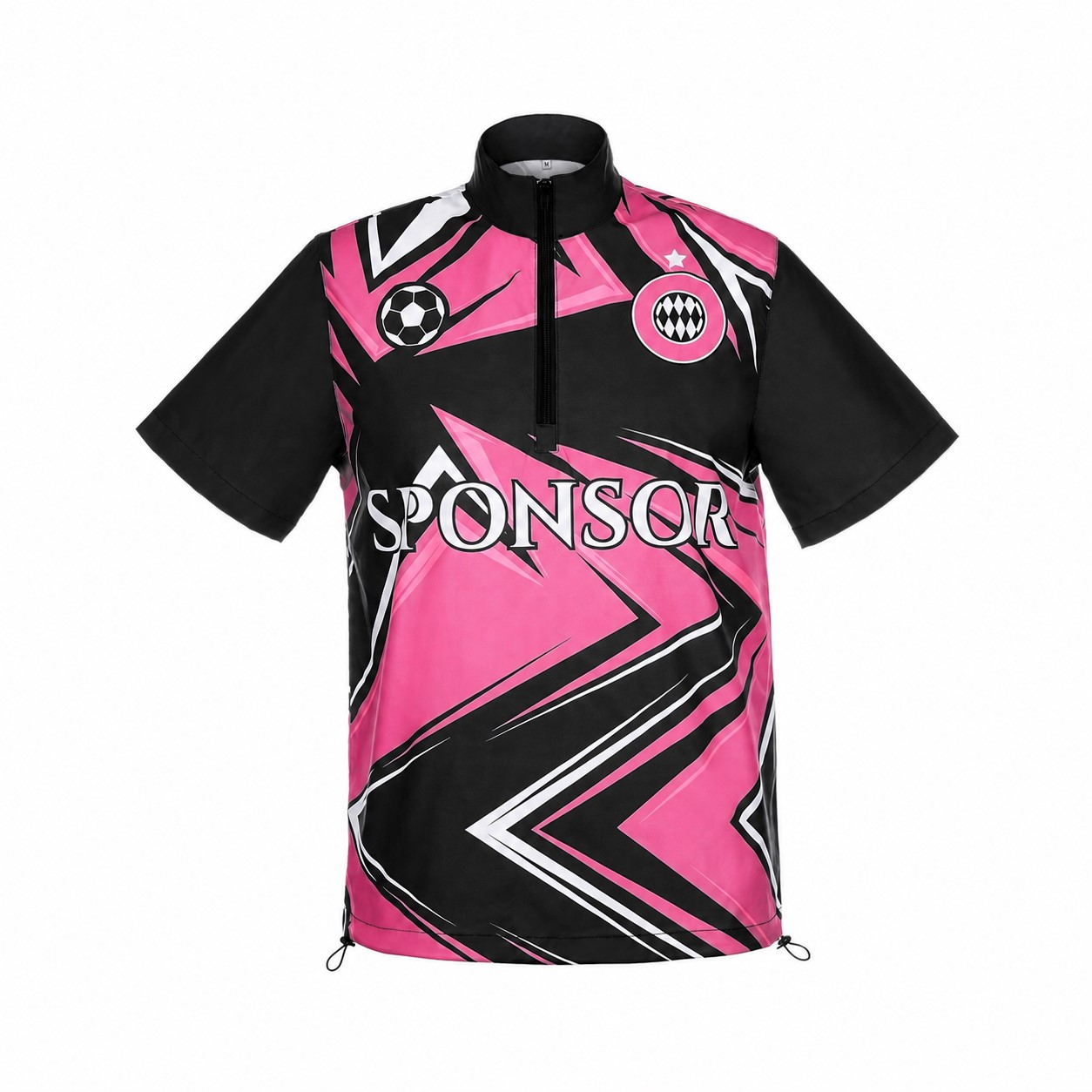 Polyester Quarter-Zip Short Sleeve Jacket — Pink
