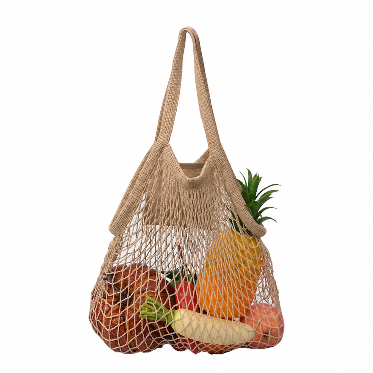 Cotton Mesh Market Tote — Beige