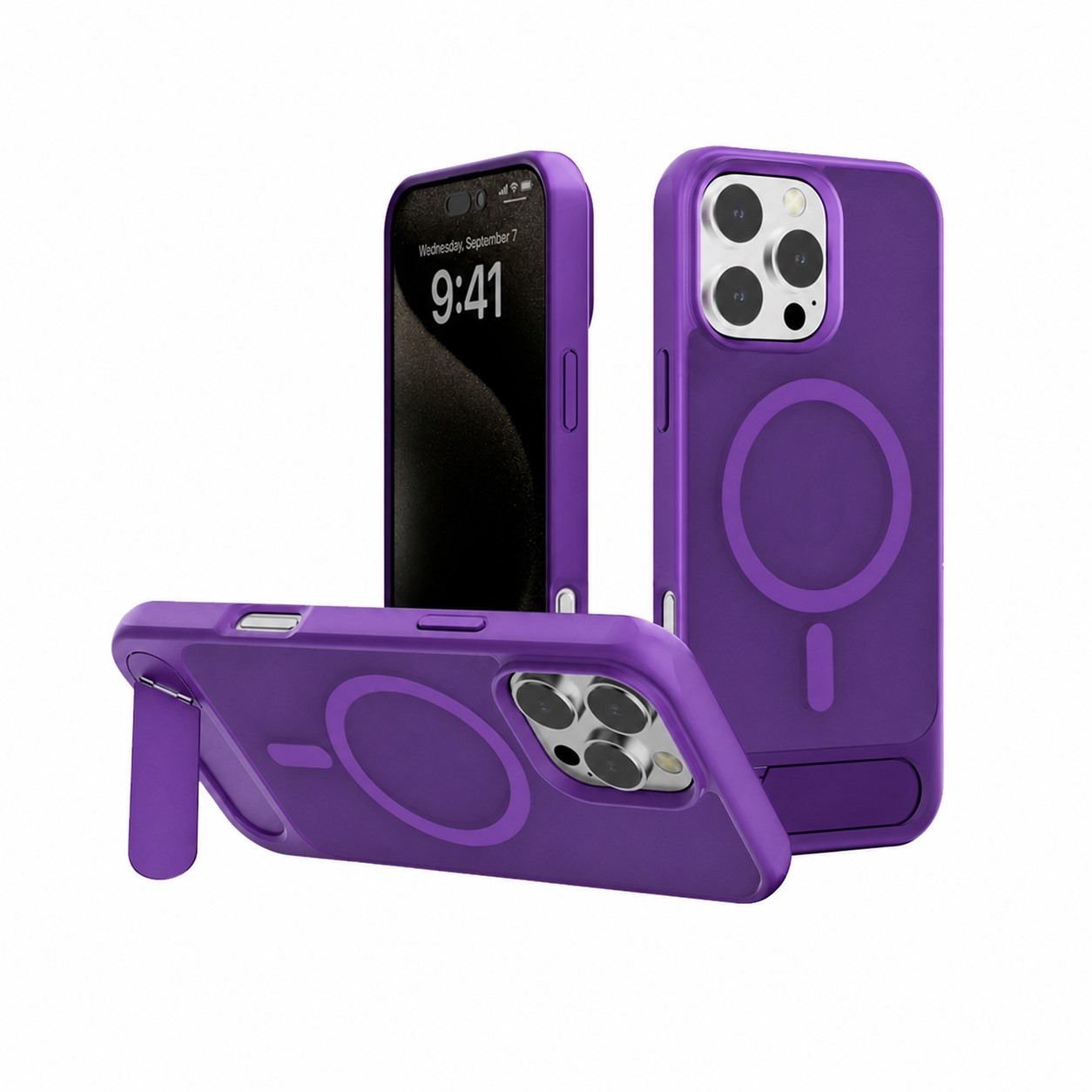 Magnetic TPU Phone Case Stand — Purple