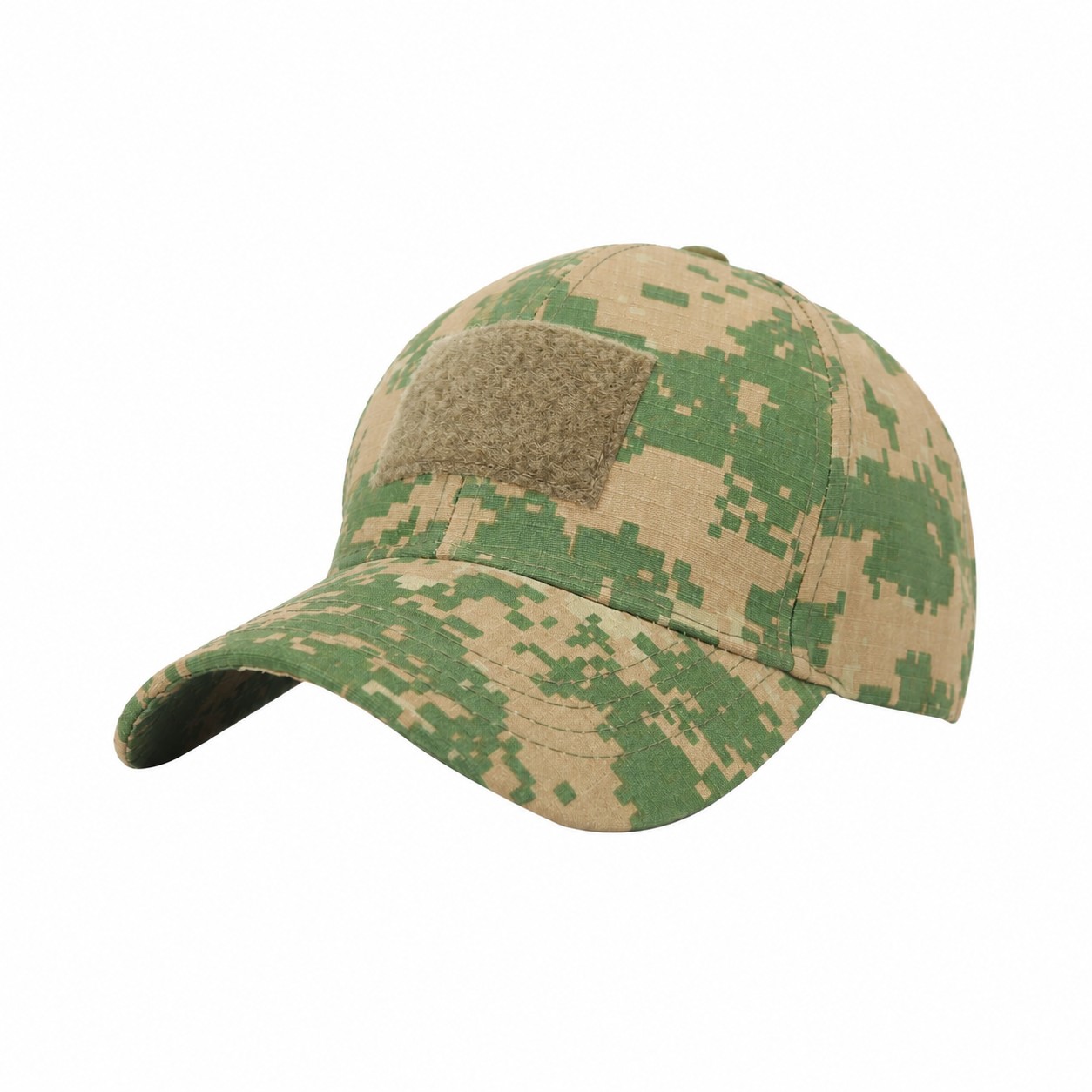 Polyester Structured Crown Cap — Green/Khaki Beige