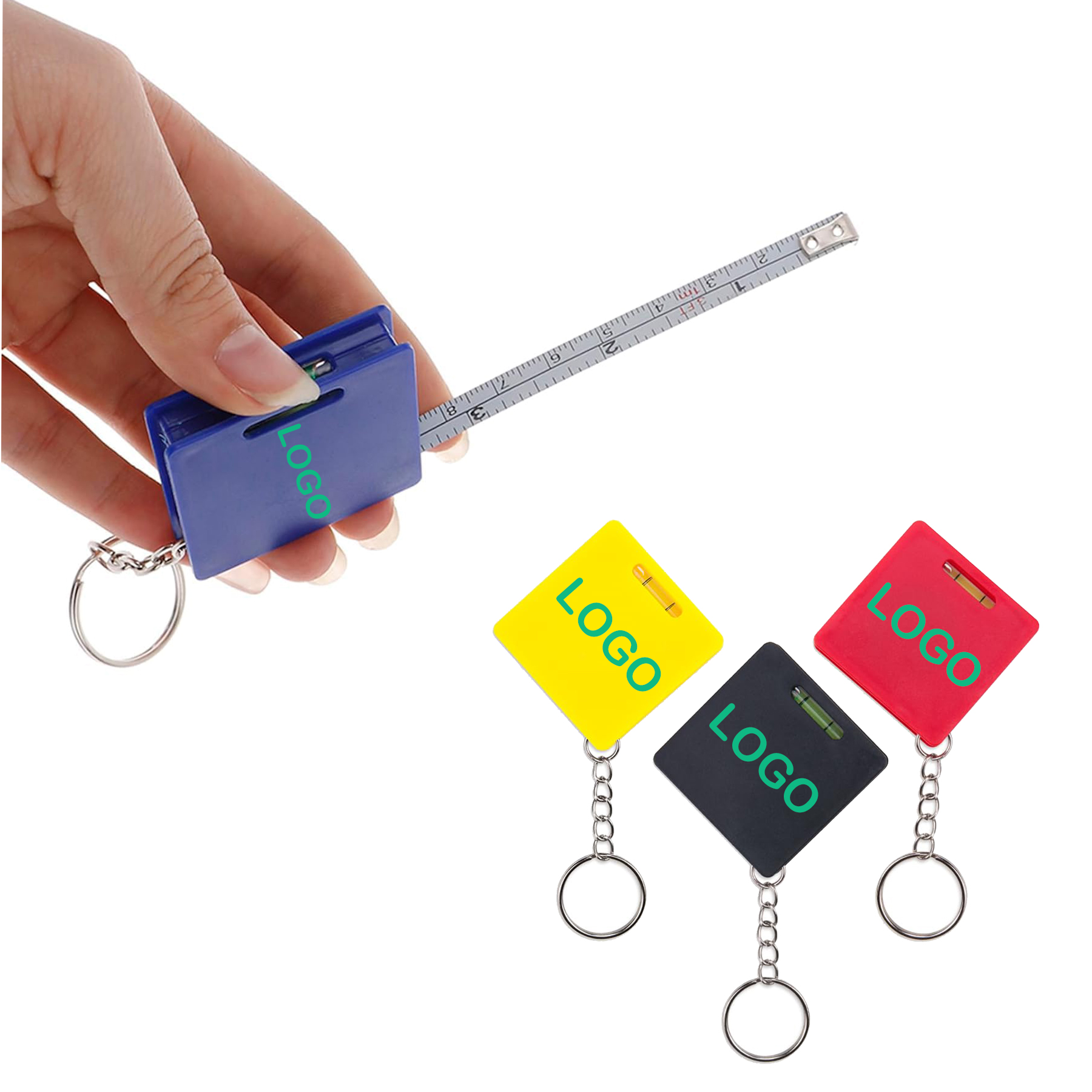 Square Tape Measure Level Keychain