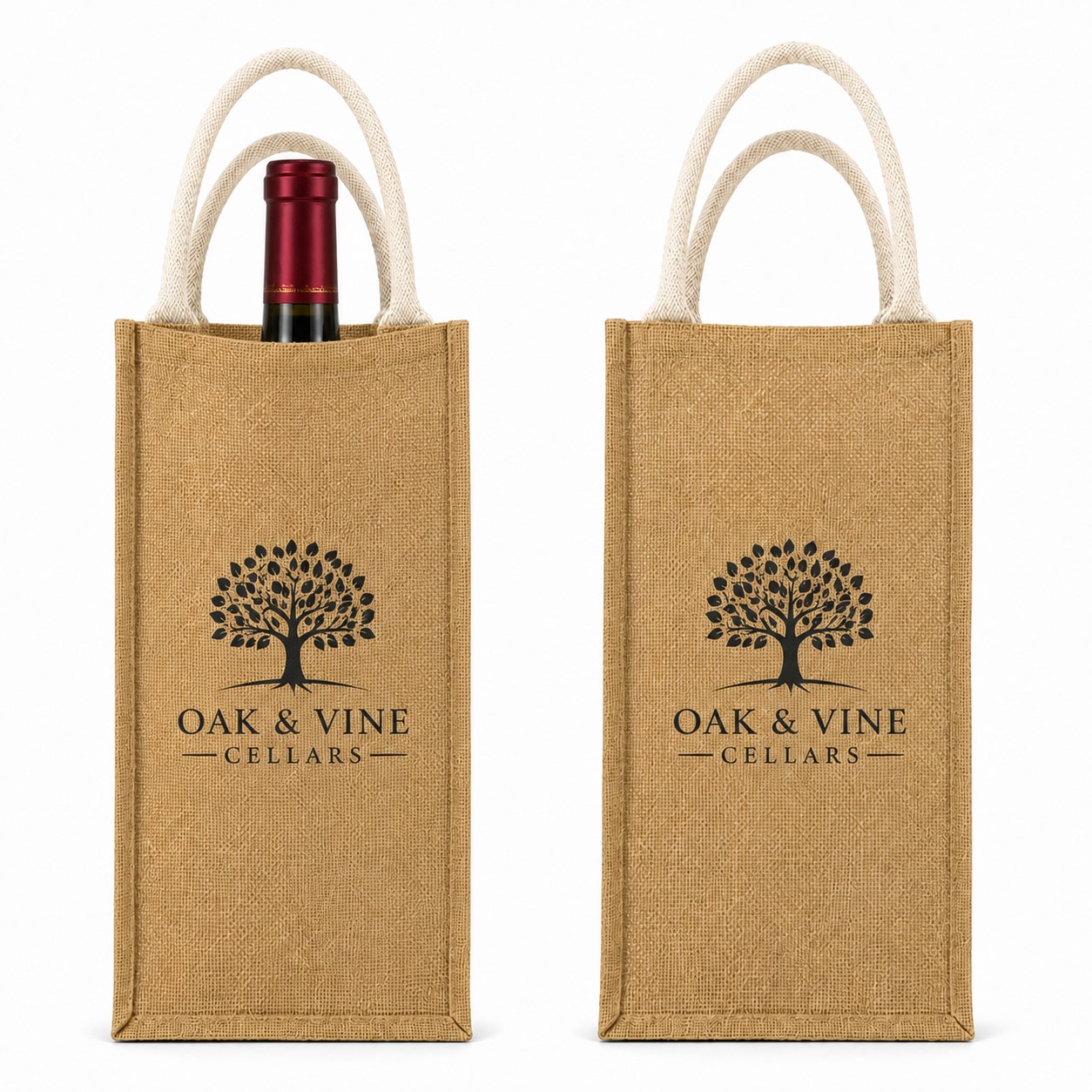 Double Jute Wine Bottle Tote