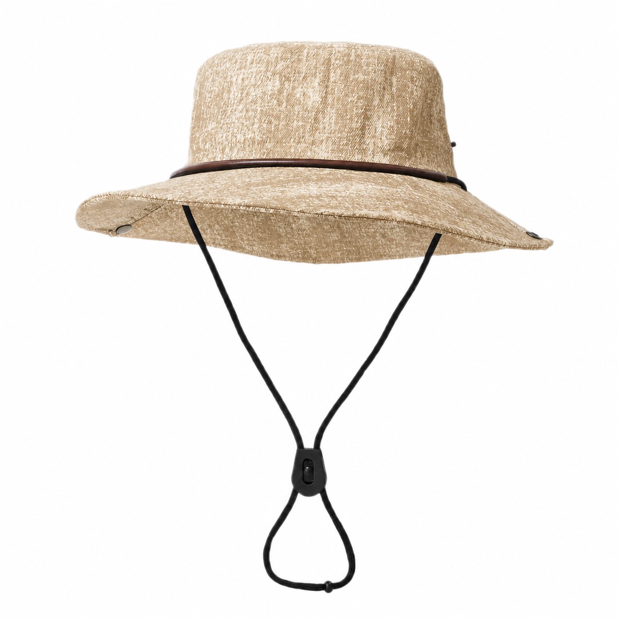 Washed Denim Bucket Sun Hat — Beige