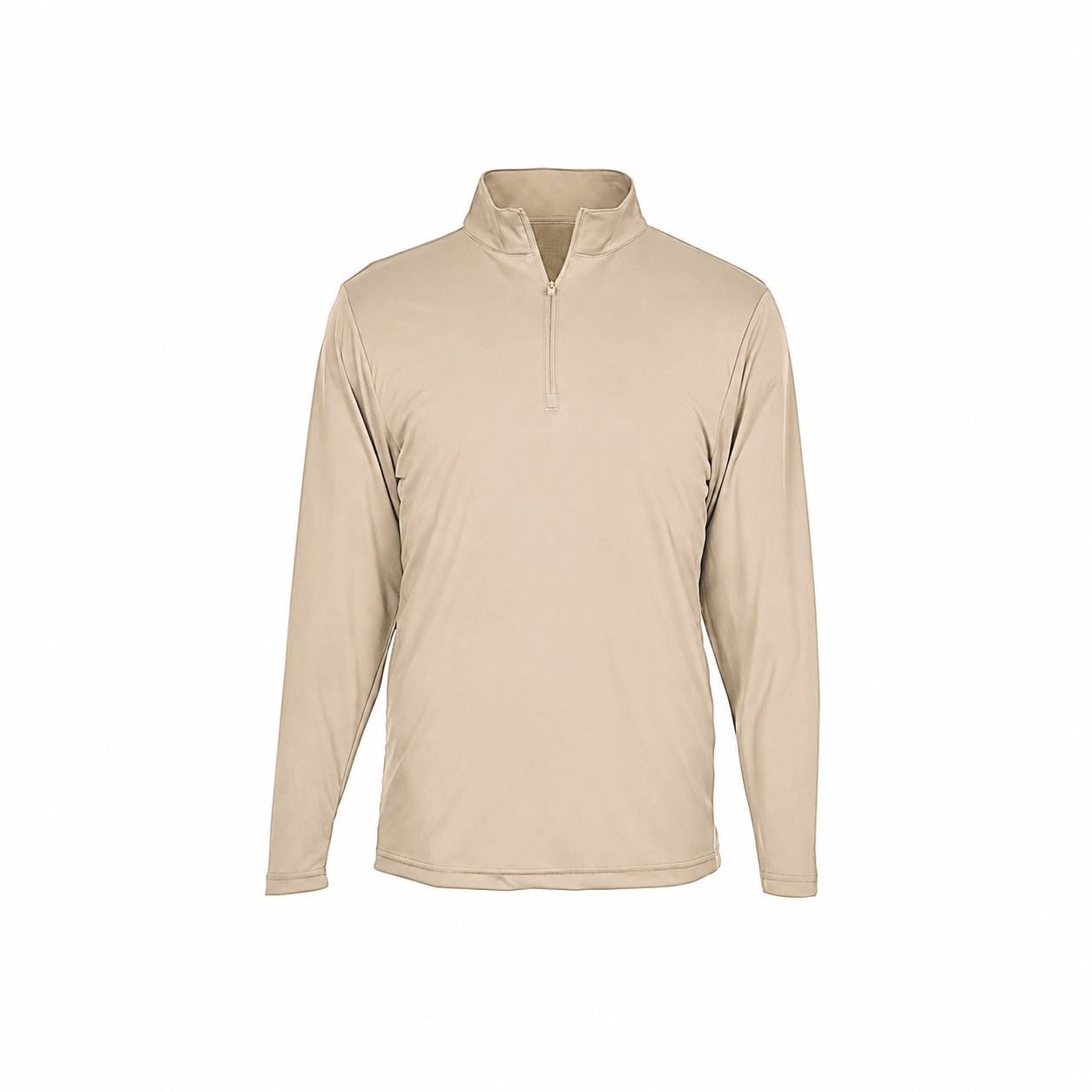 Cotton Quarter Zip Team Shirt — Beige