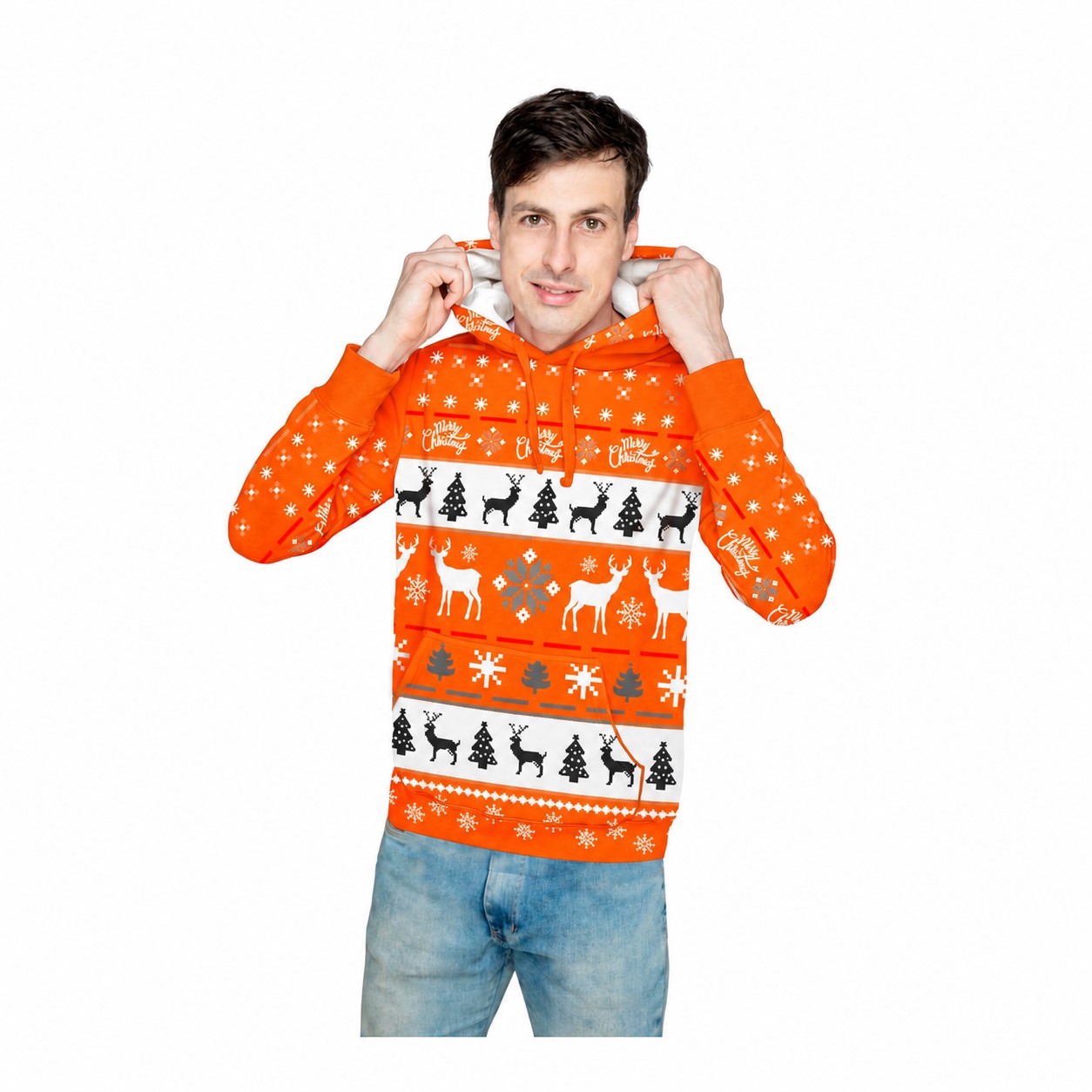 Polyester Hoodie With Kangaroo Pocket — Orange