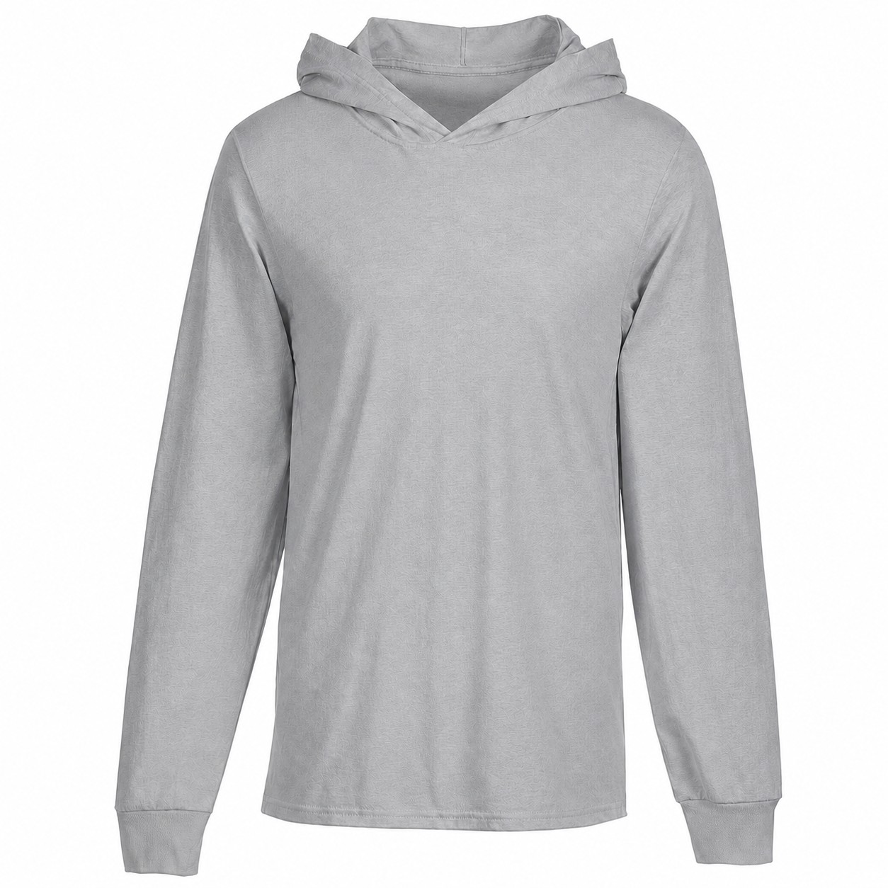 Cotton Jersey Hooded Long Sleeve Shirt — Silver