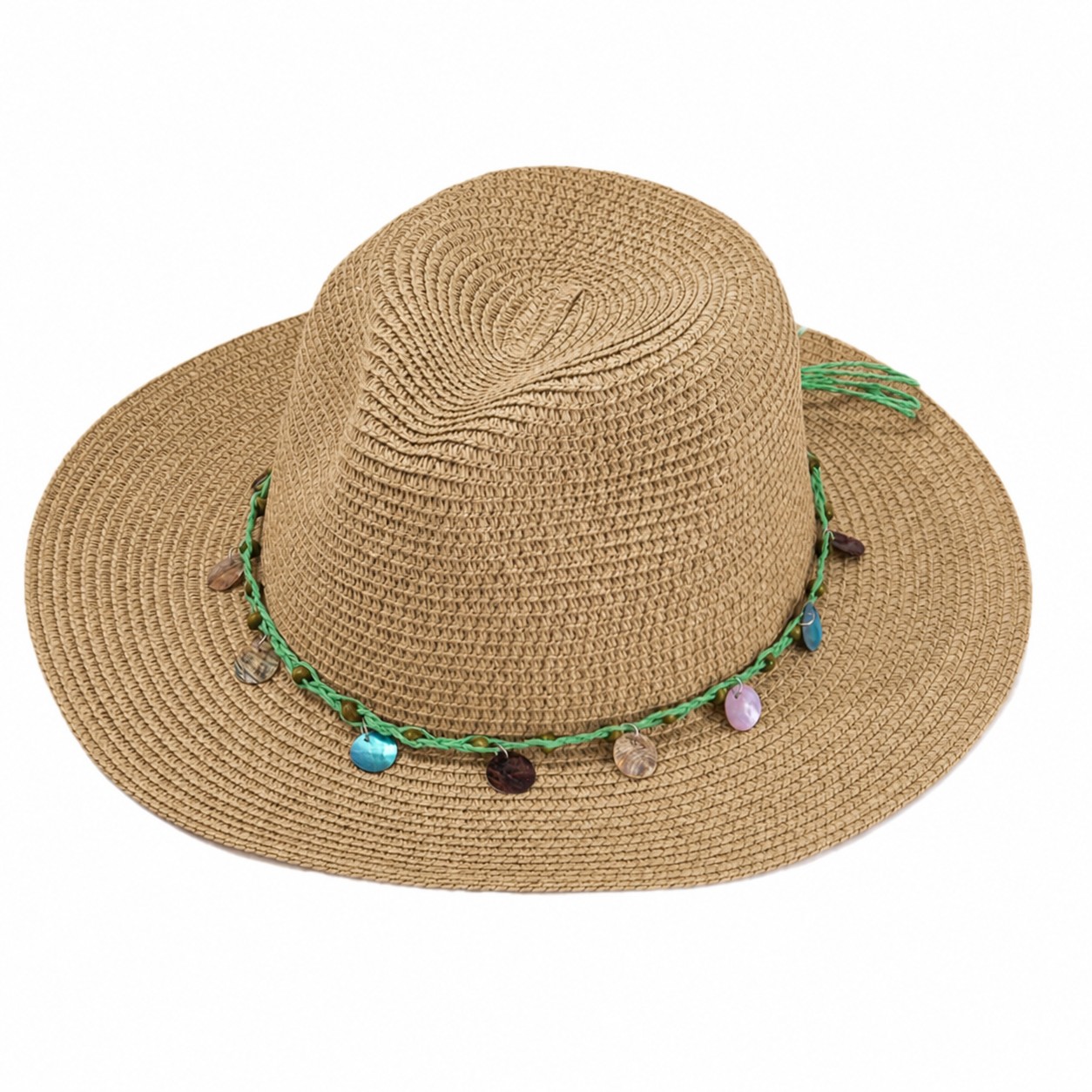 Stone Band Straw Sun Hat — Khaki Beige