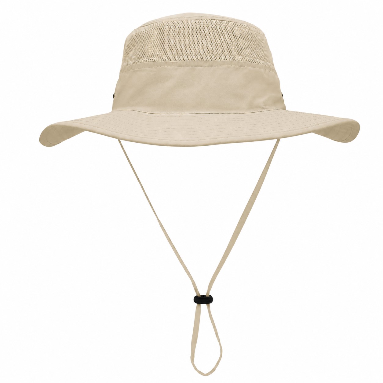 Polyester Wide Brim Safari Hat — Light Khaki Beige