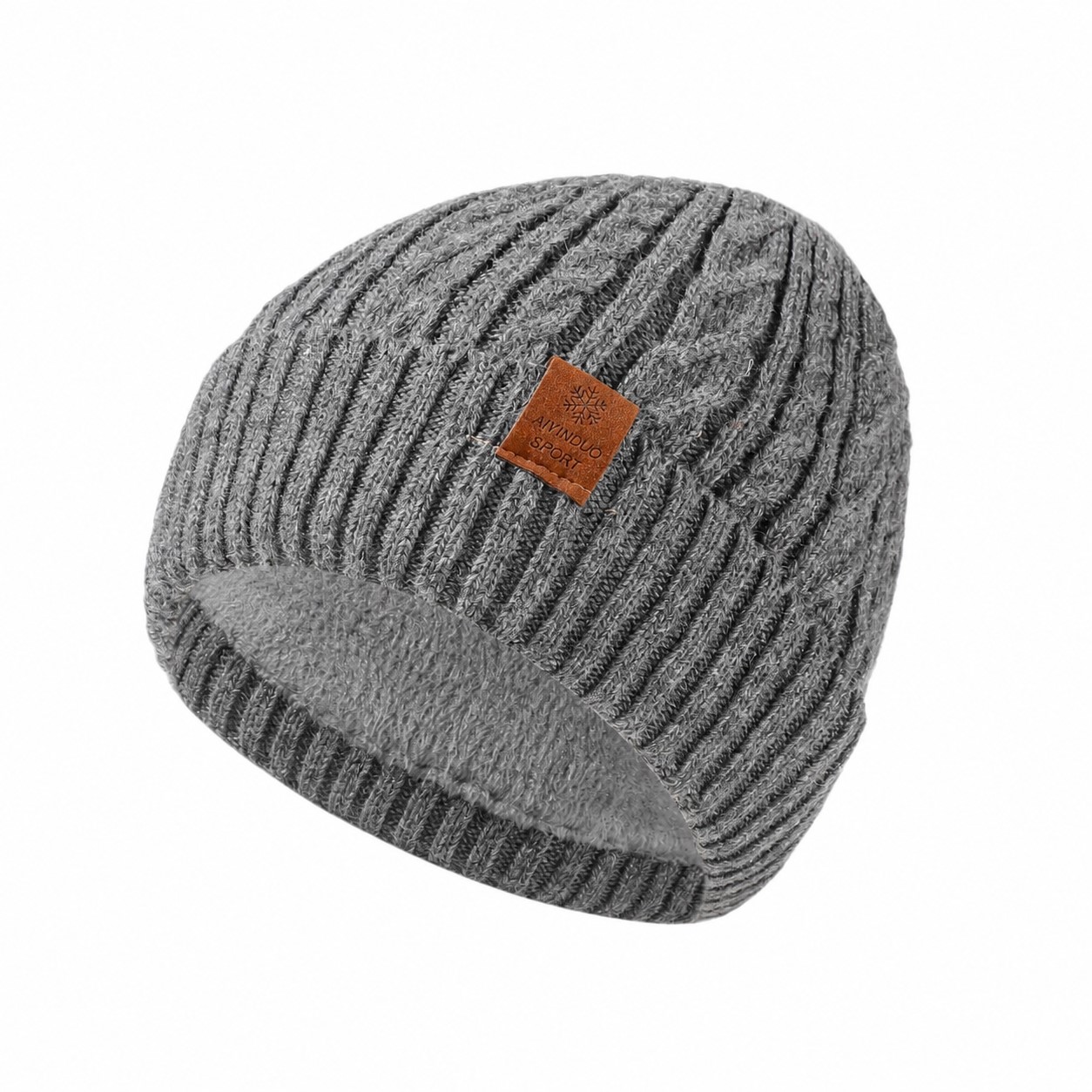 Wool Blend Fleece Lined Beanie — Gray