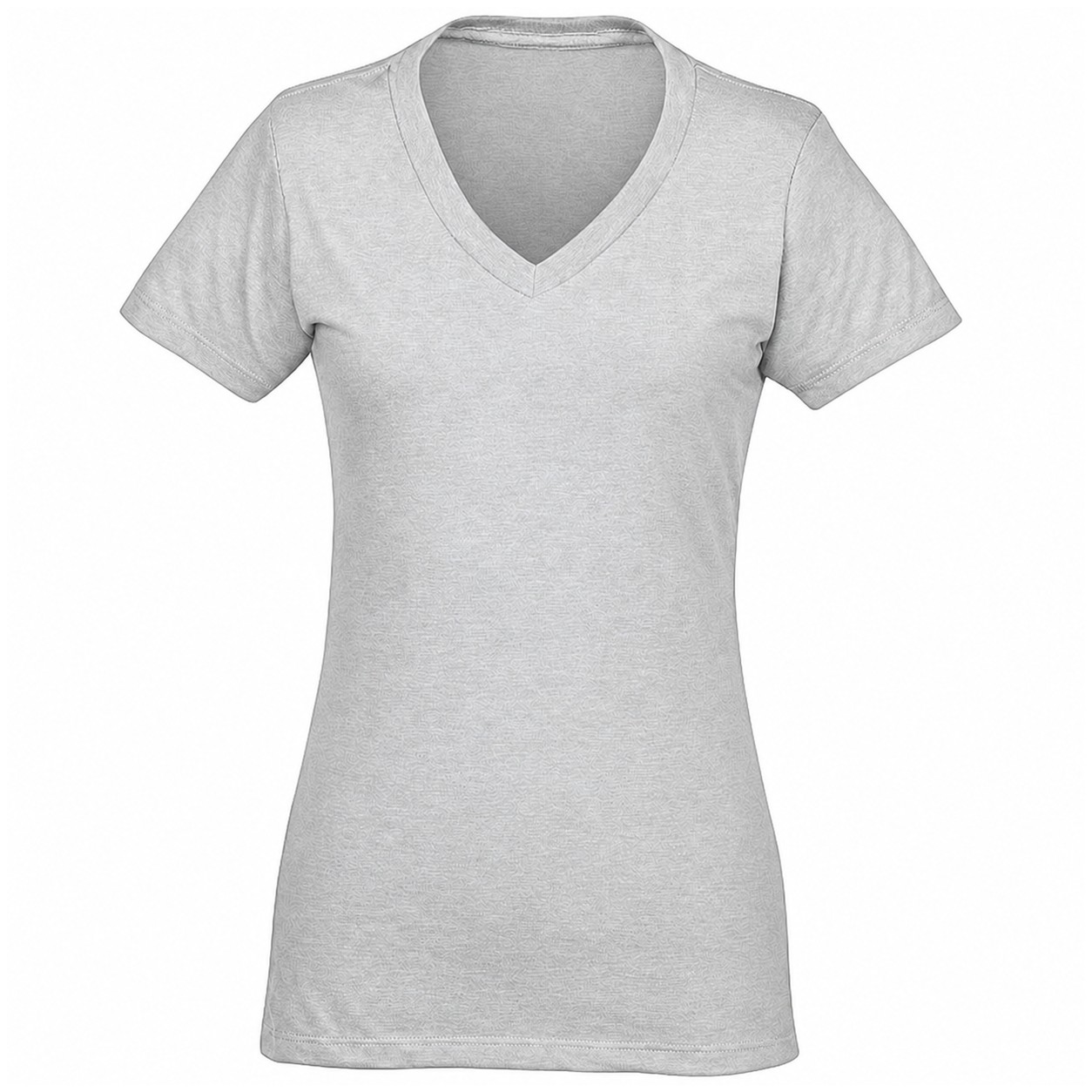 Ladies Cotton Polyester Blend V Neck Tee — Silver