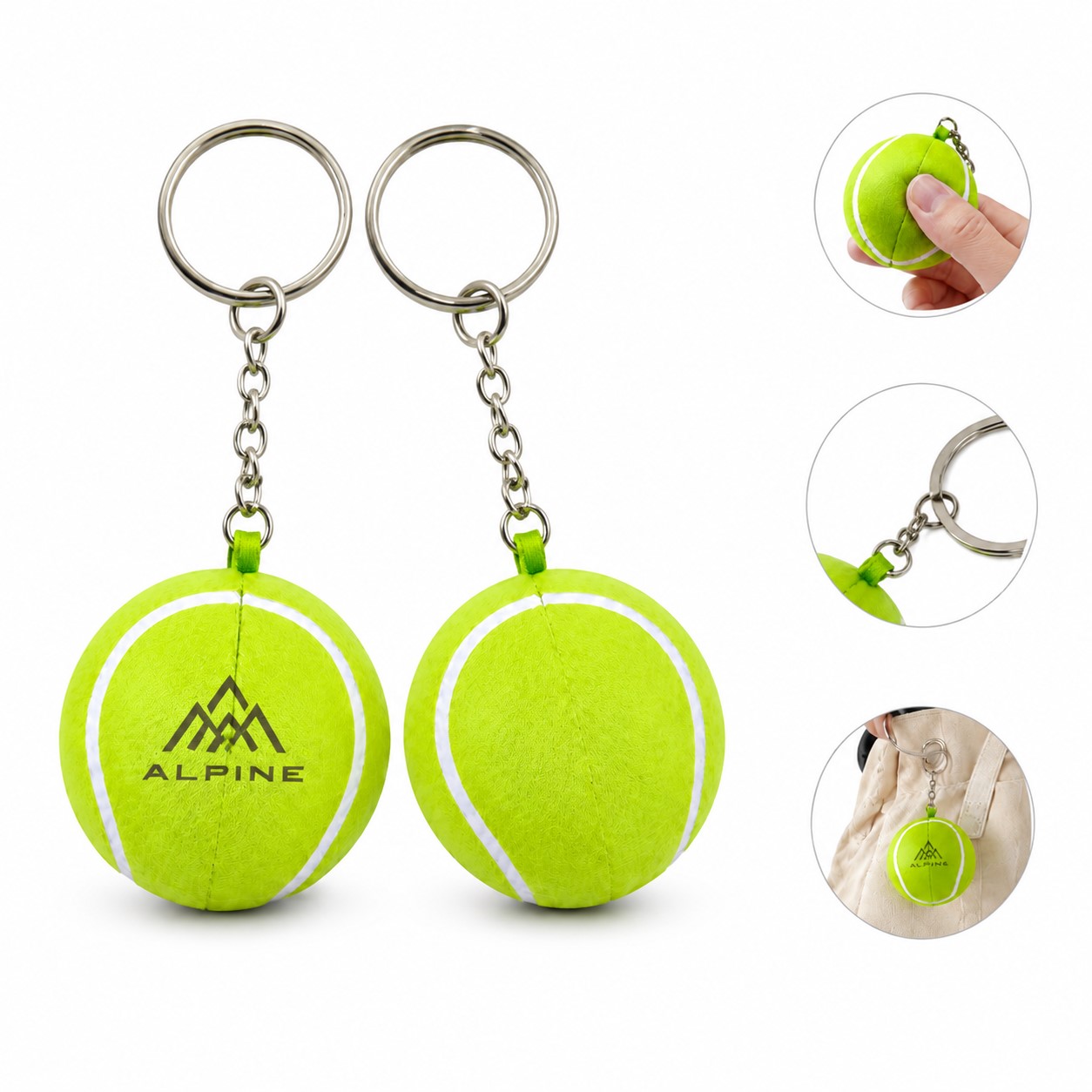 Soft Polyester Foam Tennis Ball Keychain