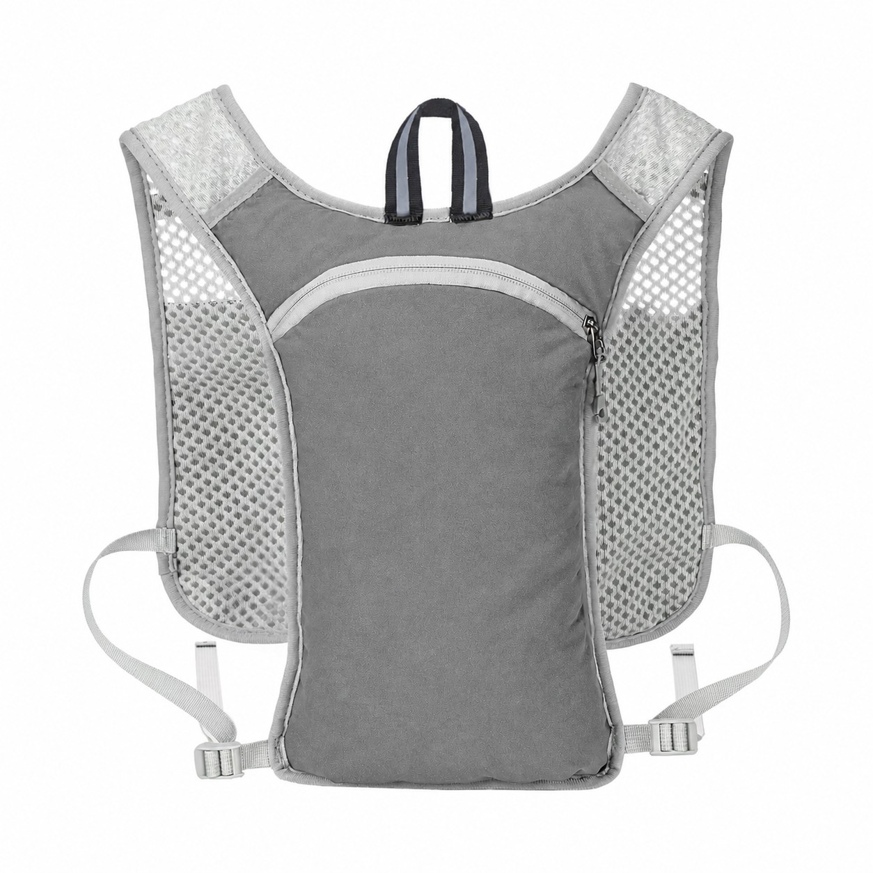 Nylon Reflective Strips Backpack — Gray