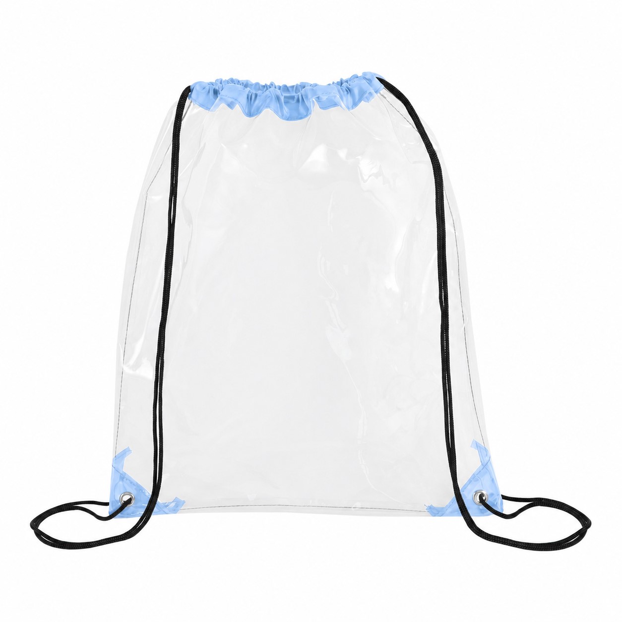 Metal Grommets Clear Drawstring Bag — Baby Blue