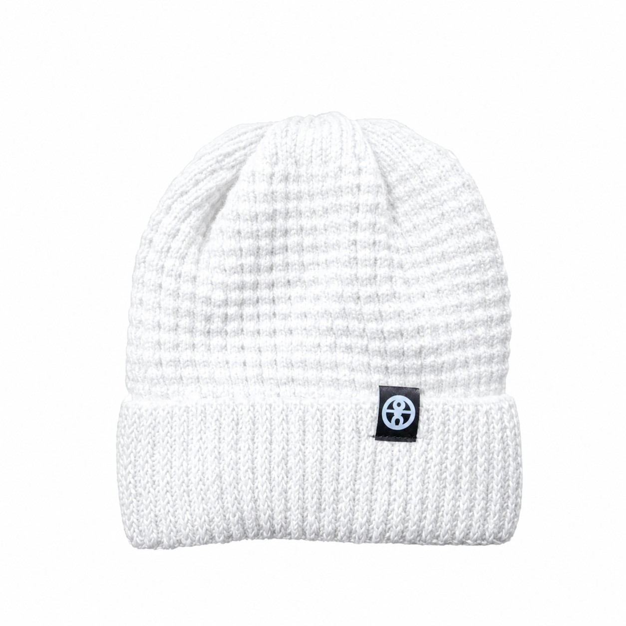 Knit Polyester Cuff Beanie Hat — Clear White