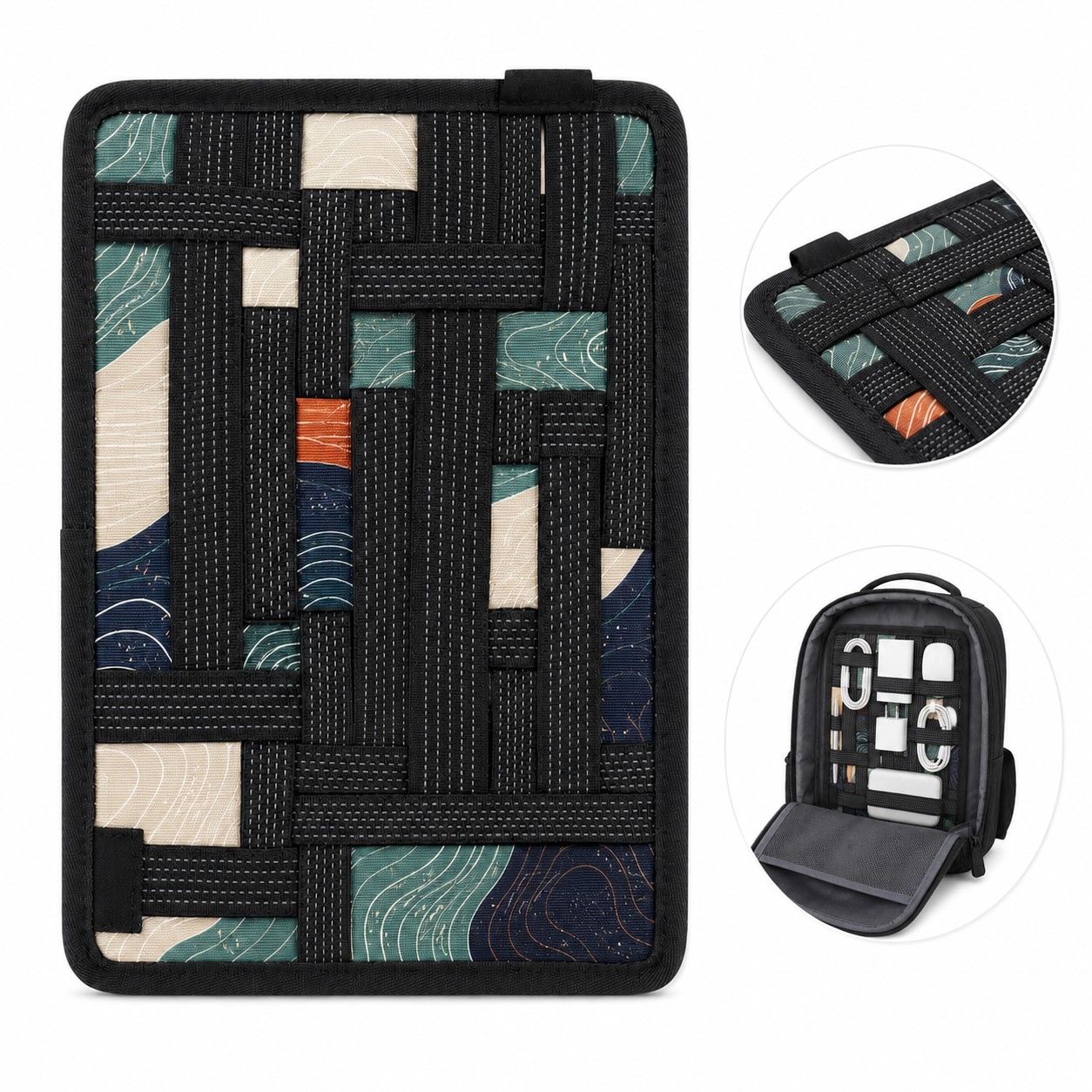Polyester Backpack Organizer Bag With Elastic Grid