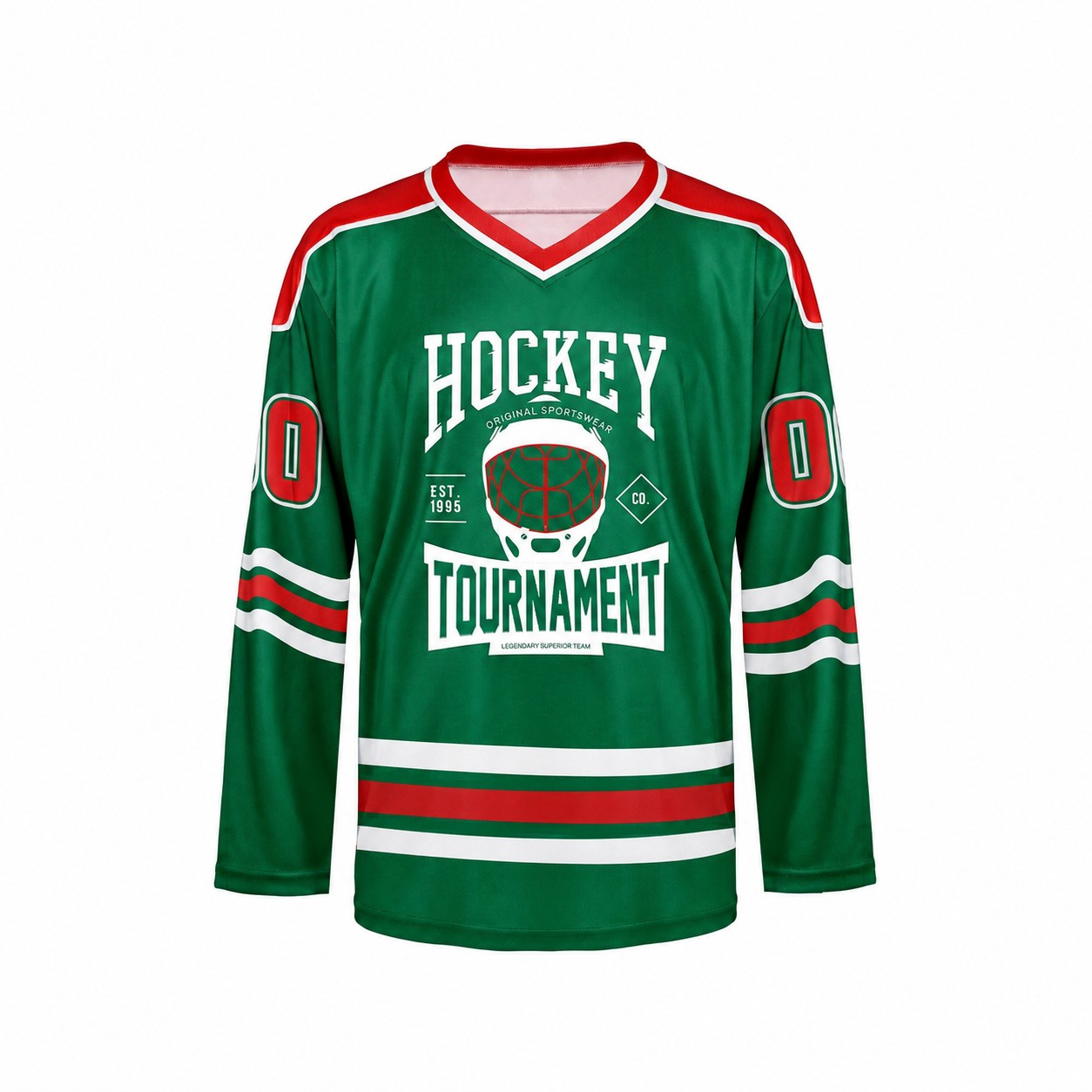 Mesh Polyester Ice Hockey Jersey — Green