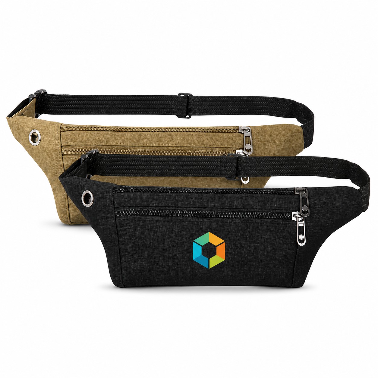 Canvas Dual Zip Waist Pack With Earphone Port