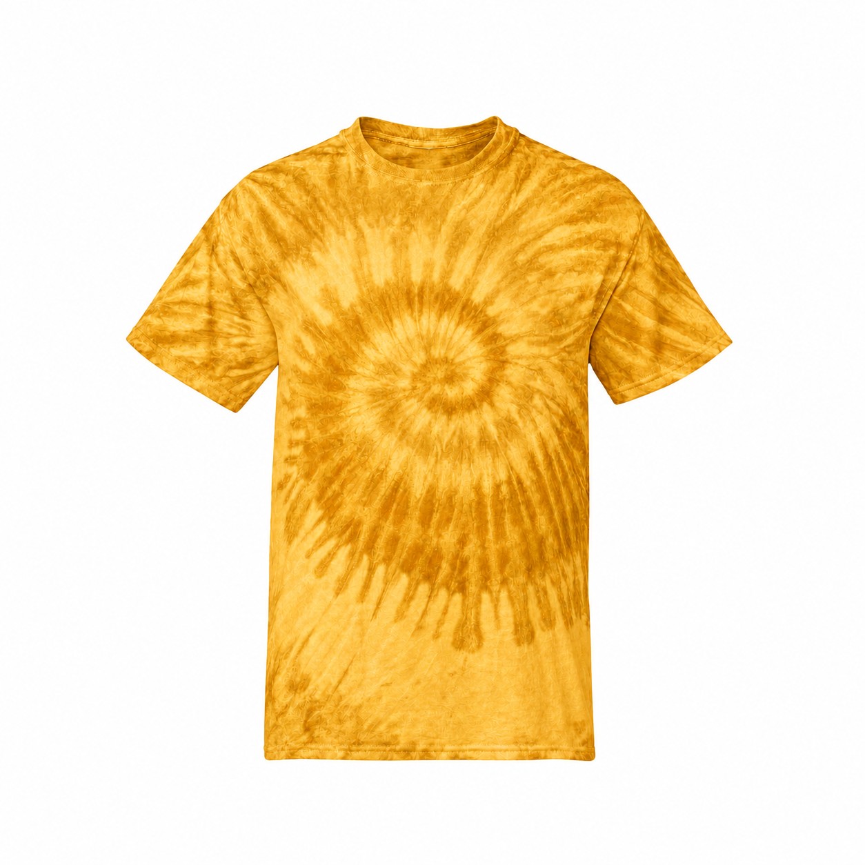 Spiral Tie Dye Cotton T Shirt — Gold