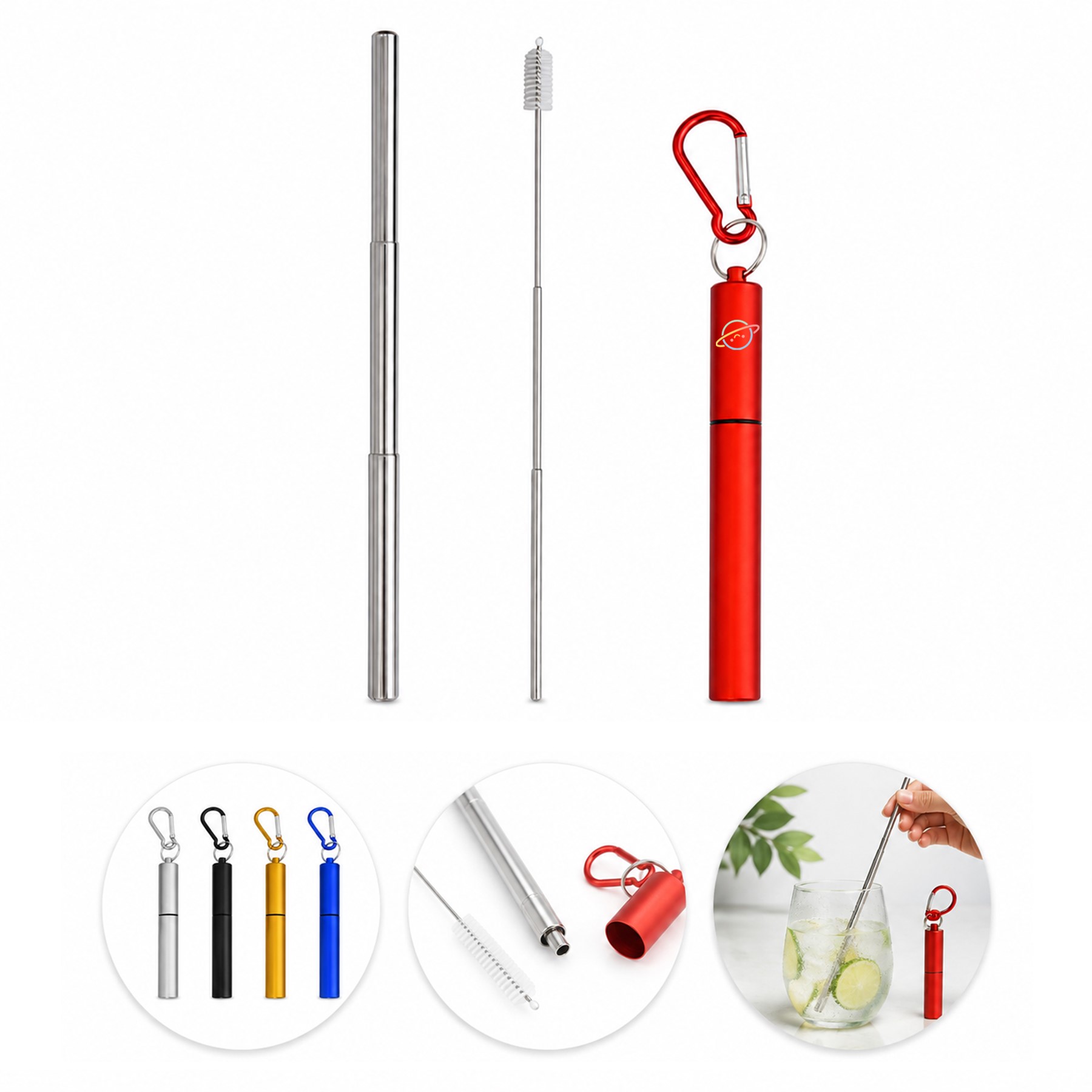 Telescopic Stainless Steel Straw Set With Case