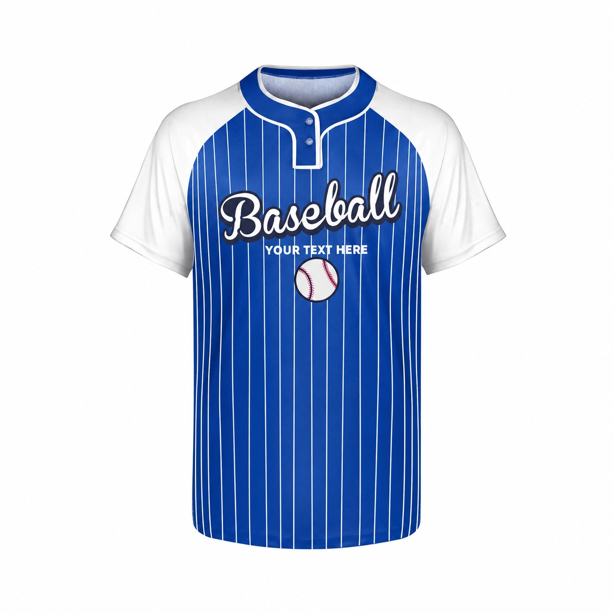 Two-Button Polyester Baseball Jersey — Blue