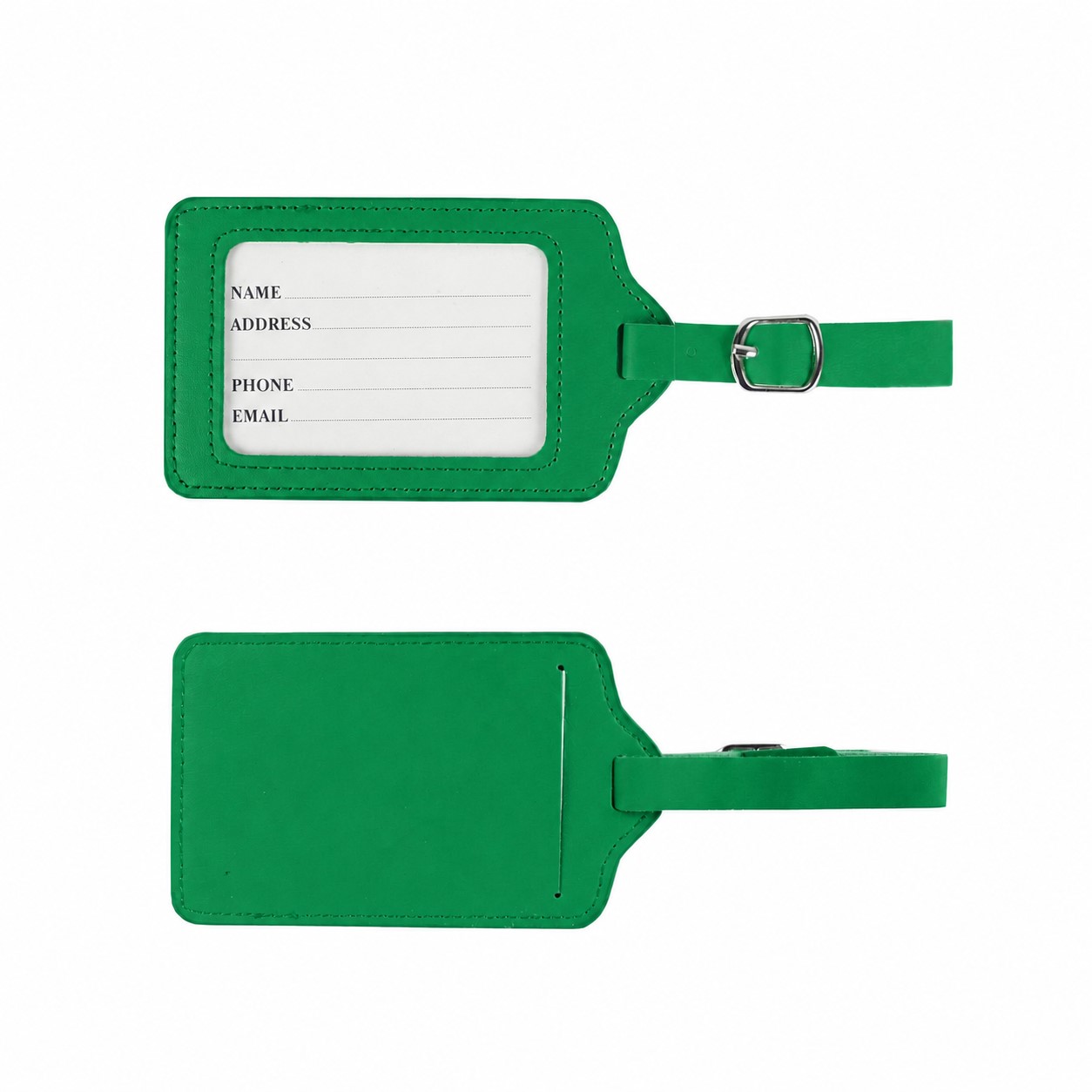 PU Leather Window Luggage Tag — Green