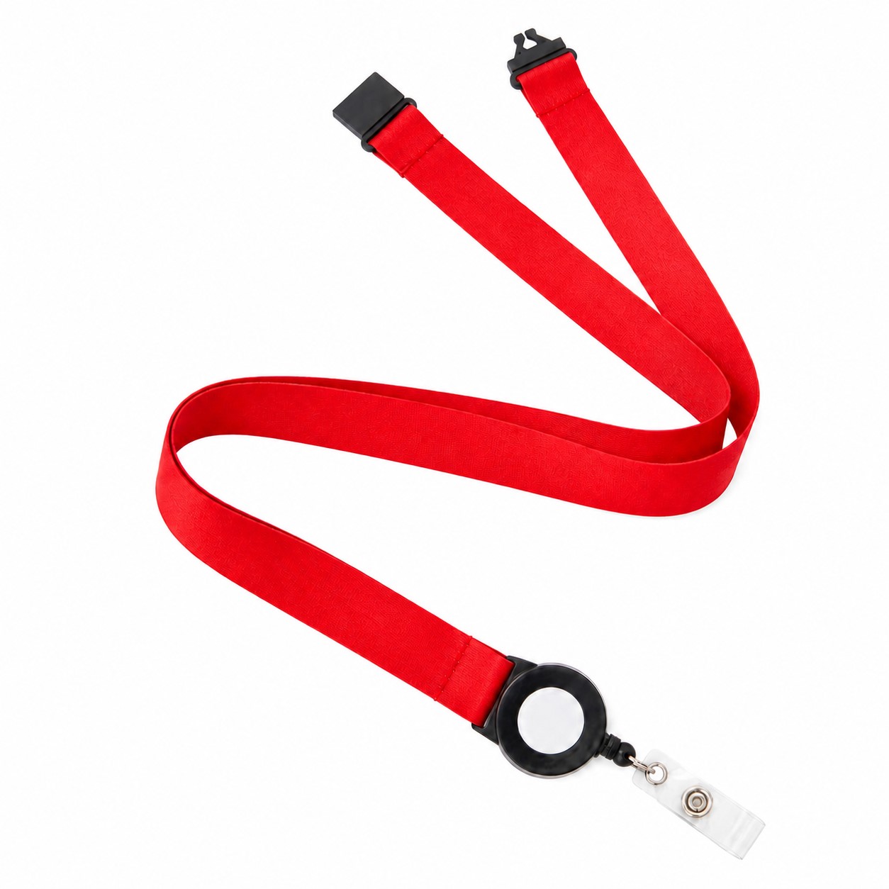 Polyester Lanyard With Retractable Badge Reel — Red