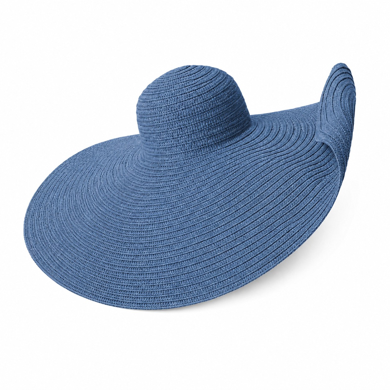 Straw Sun Hat — Denim Blue