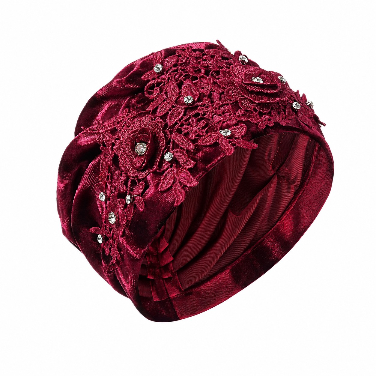 Velvet Lace Flower Turban Hat — view 2