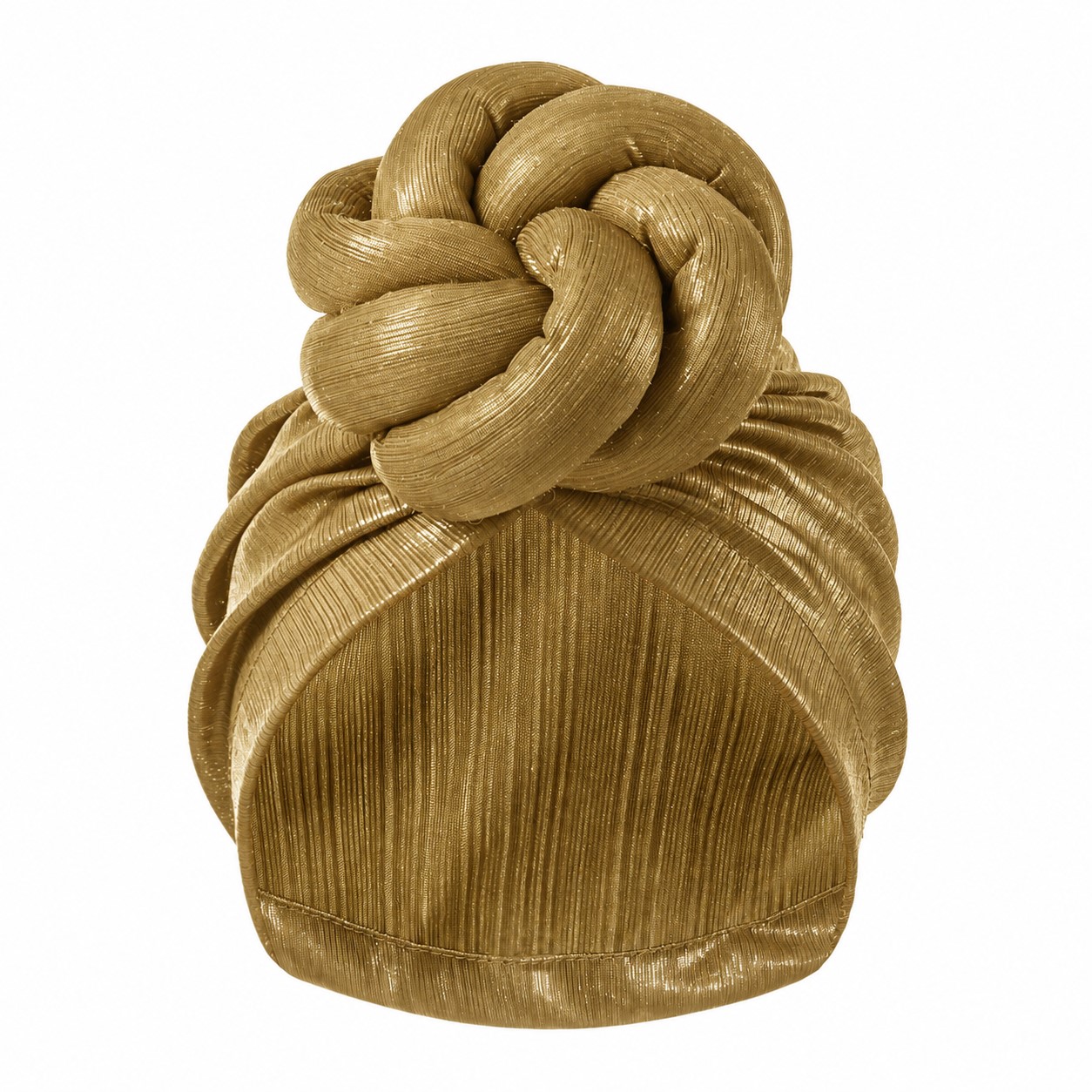 Ice Silk Shiny Knot Turban Hat — Earthy Gold