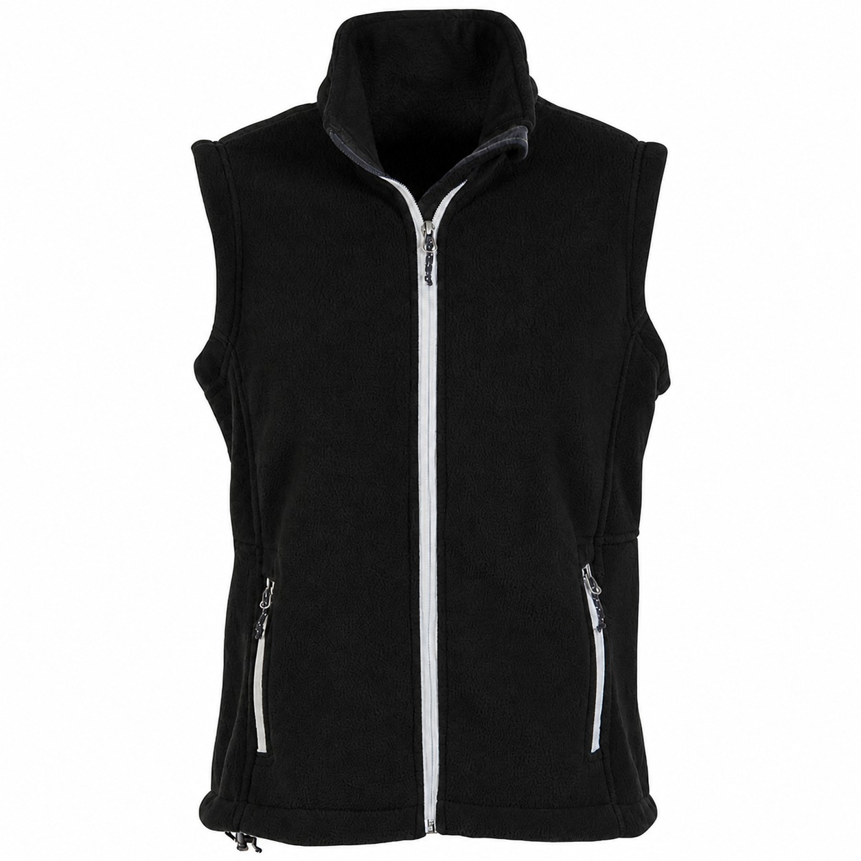 Ladies Polyester Fleece Zip Vest — Black