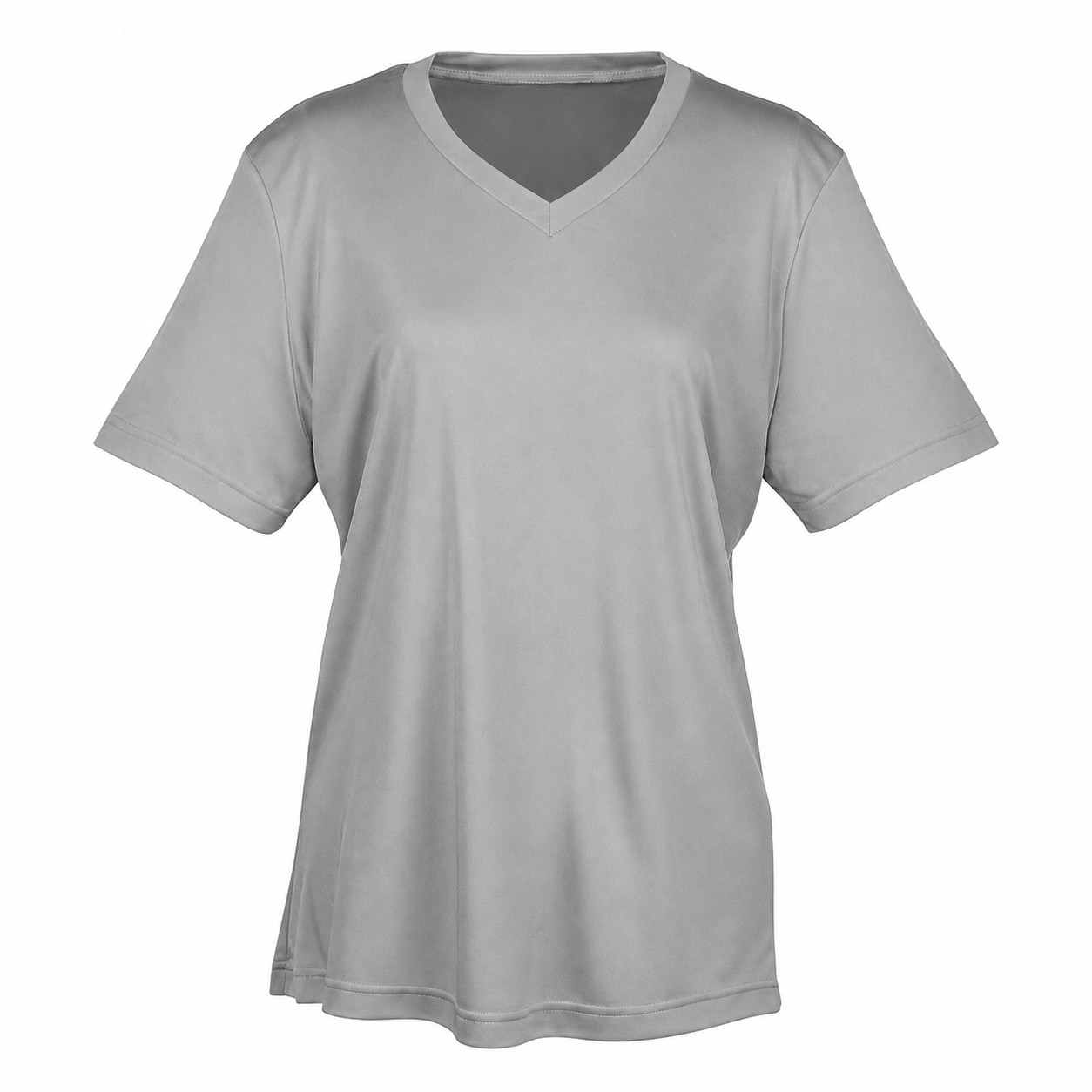 Ladies Polyester V Neck Shirt — Gray