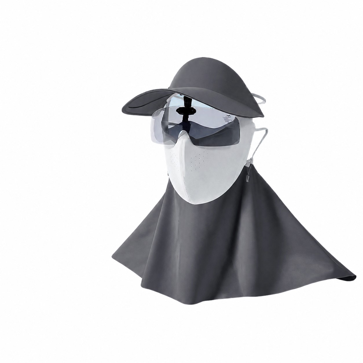 Polyester Full Face Visor Hat — Dark Gray